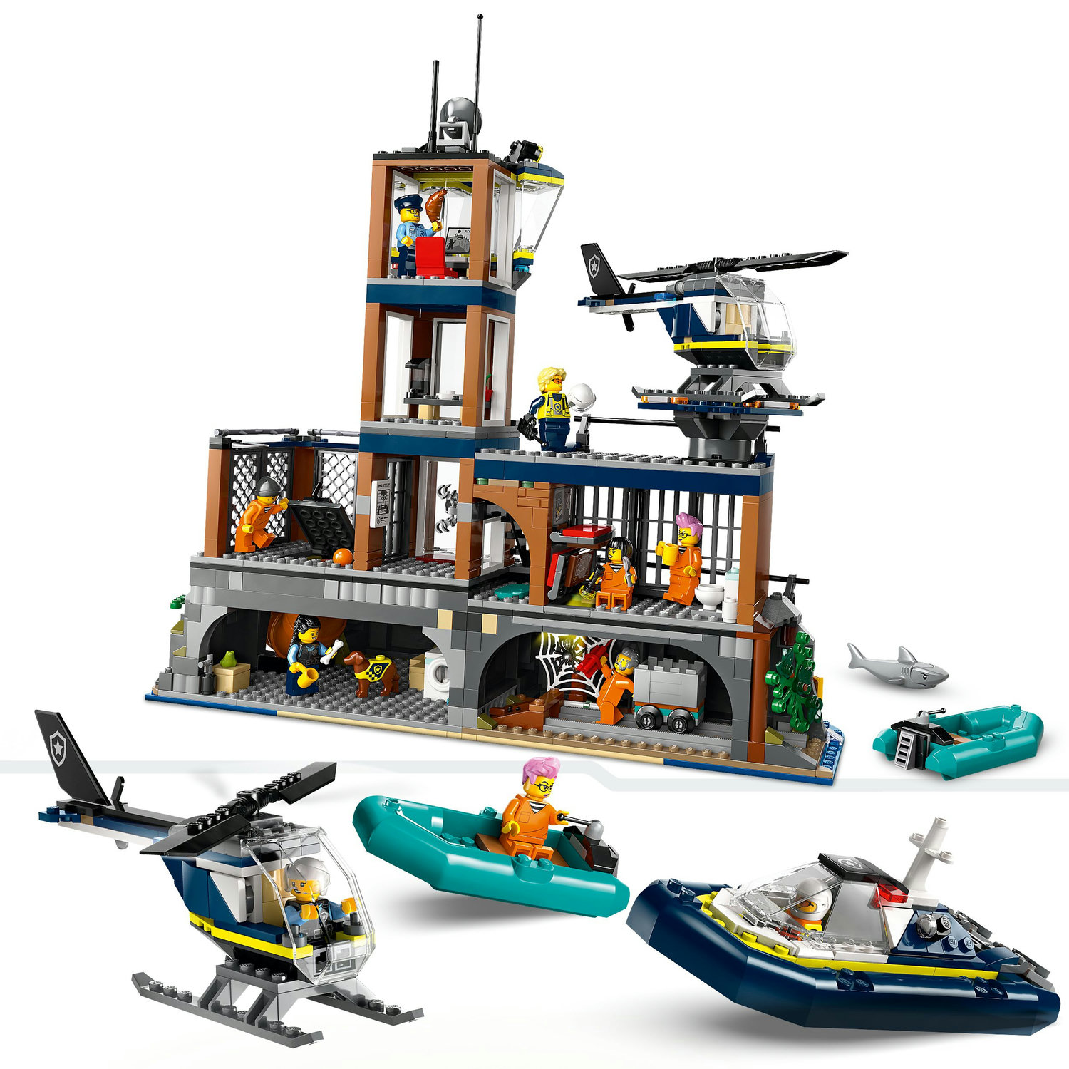 Voir la diapositive 4 : LEGO LEGO 60419 City La Prison de la Police en Haute Mer, Jouet avec Hélicoptère et Bateau