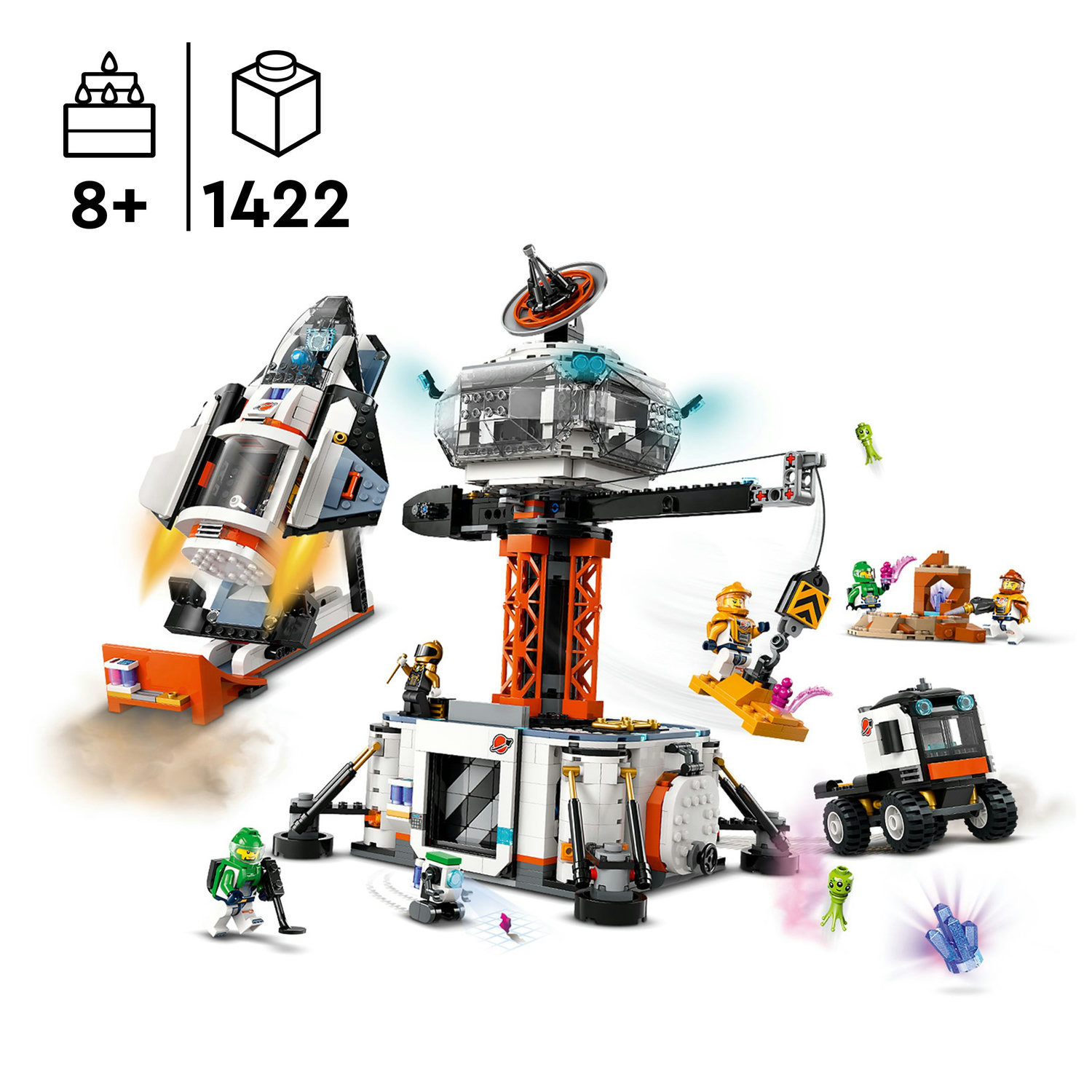 Voir la diapositive 3 : LEGO City 60438 La Station Spatiale et la Base de Lancement de Fusées, Jouet sur L'Espace, avec Robot et 6 Minifigurines