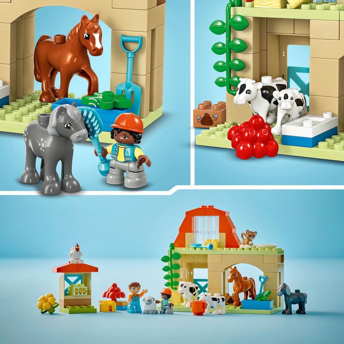 LEGO DUPLO Ma Ville 10416 Prendre Soin des Animaux de la Ferme, Jouet Éducatif pour Bébés, Maison, Figurines de Chevaux