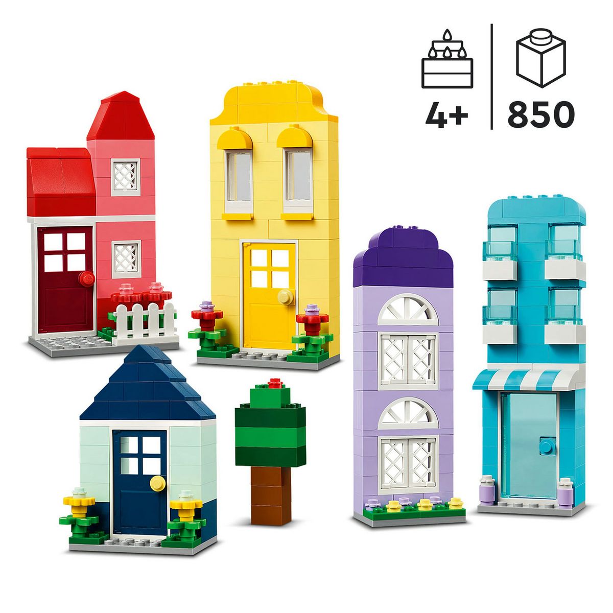 LEGO Classic 11035 Les Maisons Créatives, Jouet pour Garçons et Filles Dès 4 Ans, Briques de Construction