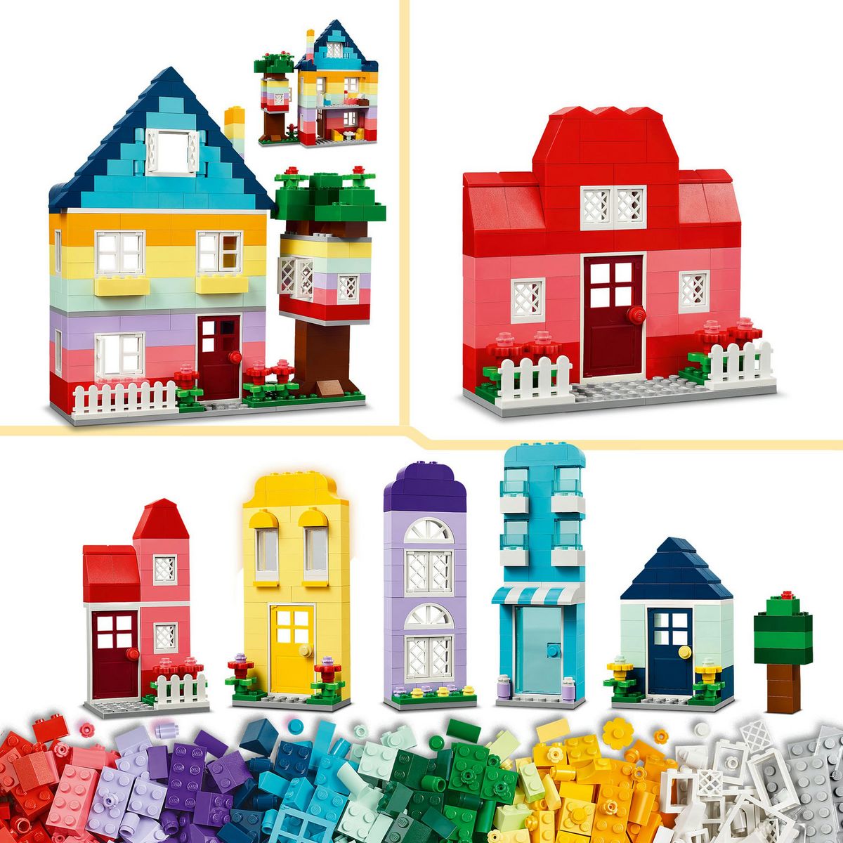 LEGO Classic 11035 Les Maisons Créatives, Jouet pour Garçons et Filles Dès 4 Ans, Briques de Construction