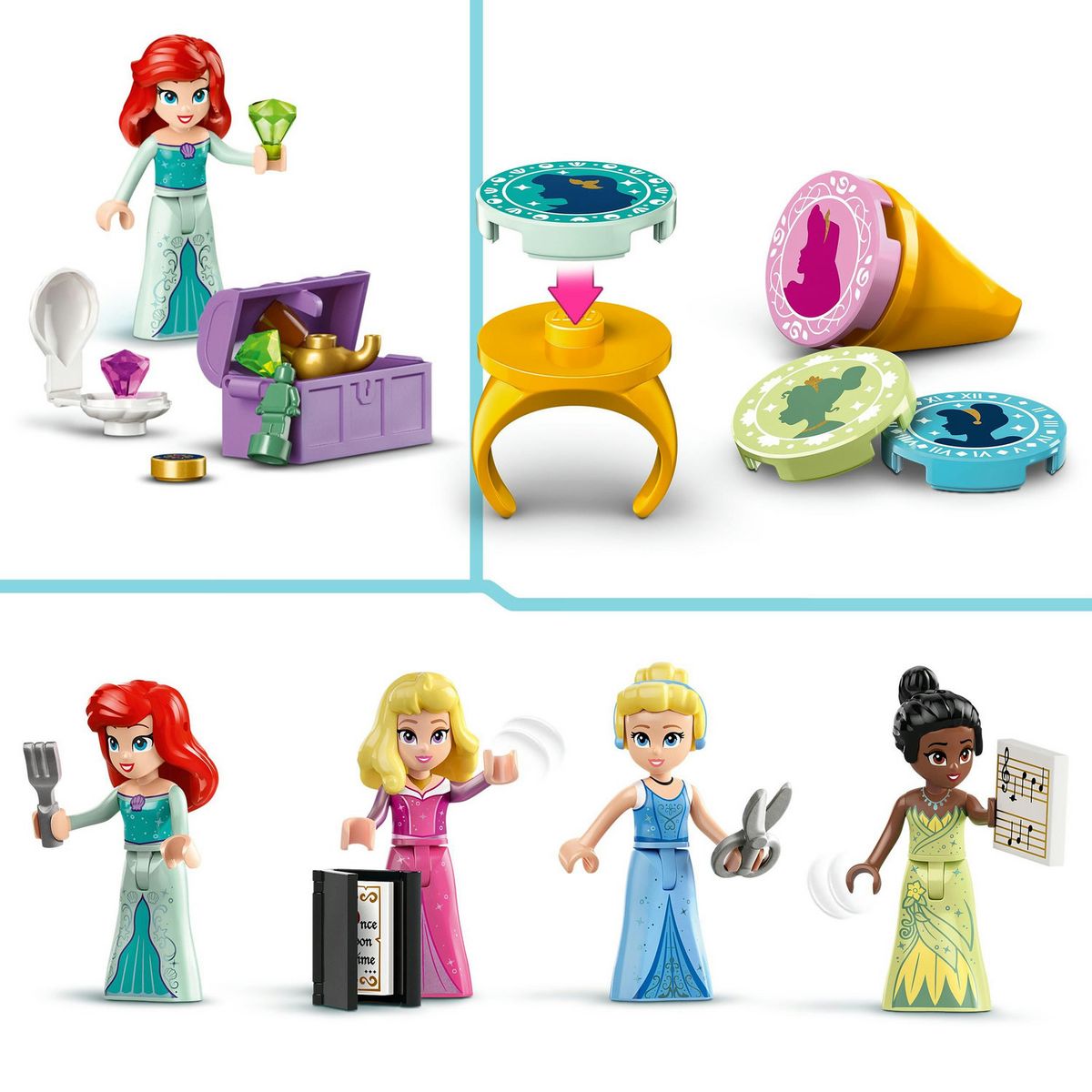 LEGO Disney 43246 Princess Les Aventures des Princesses Disney au Marché, Jouet avec 4 Mini Poupées : Ariel, Cendrillon
