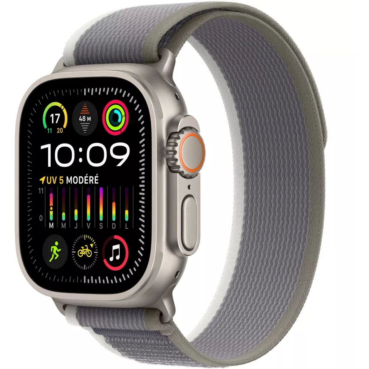 APPLE Montre connectée Watch Ultra 2 49mm Boucle Trail Taille M/L - Vert Gris