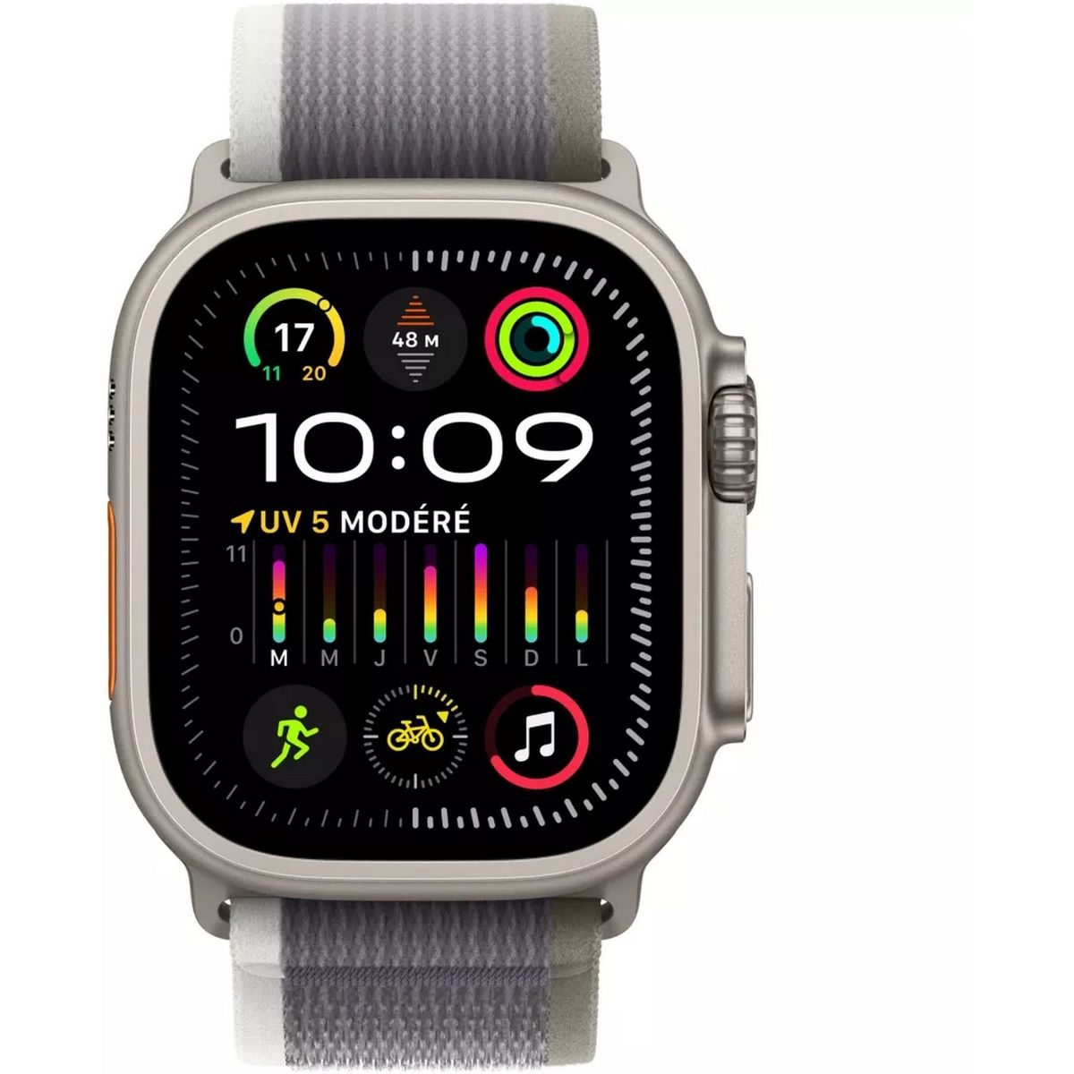 APPLE Montre connectée Watch Ultra 2 49mm Boucle Trail Taille M/L - Vert Gris