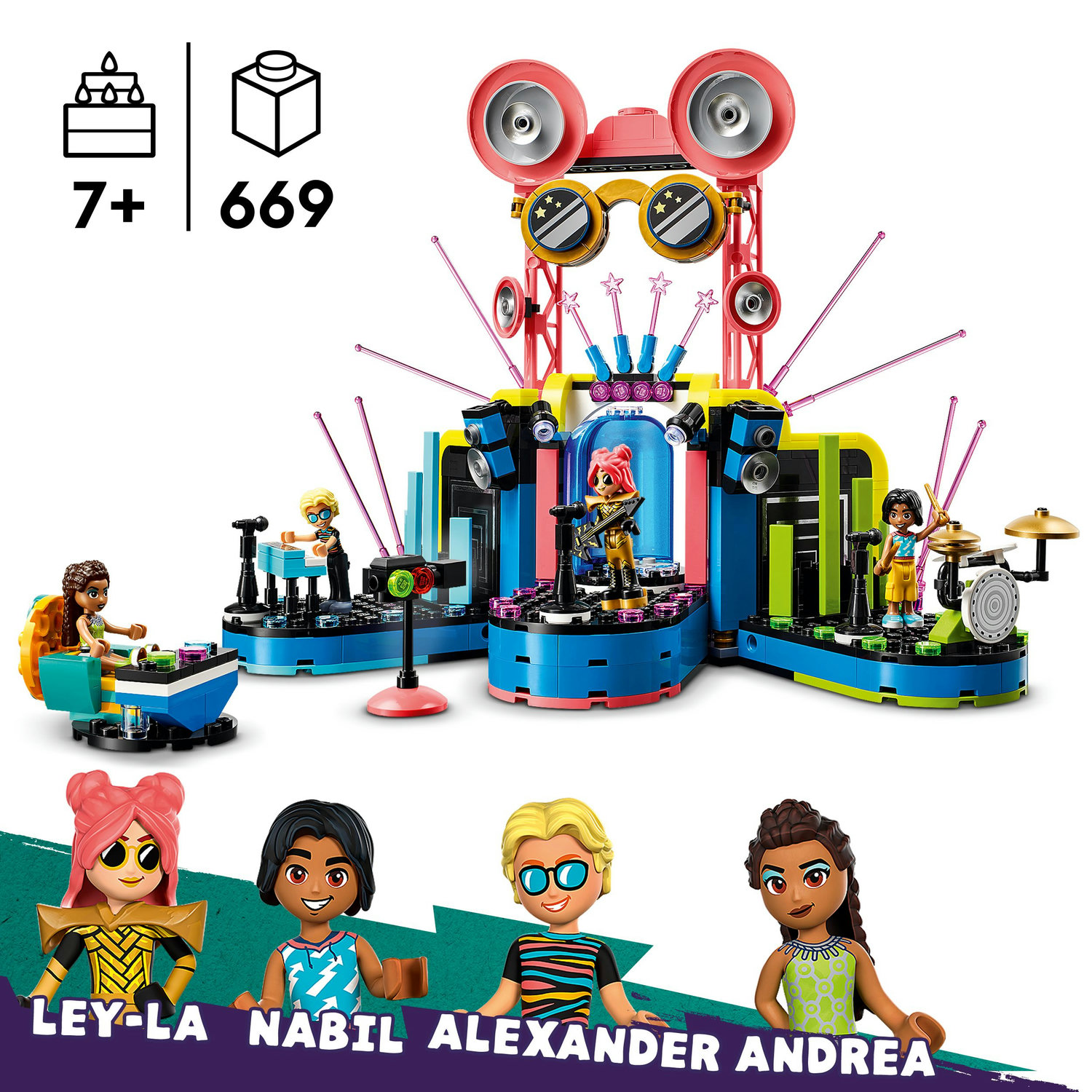 Voir la diapositive 3 : LEGO Friends 42616 Le Spectacle Musical de Heartlake City, Jouet avec 4 Figurines Andrea, Scène et Instruments