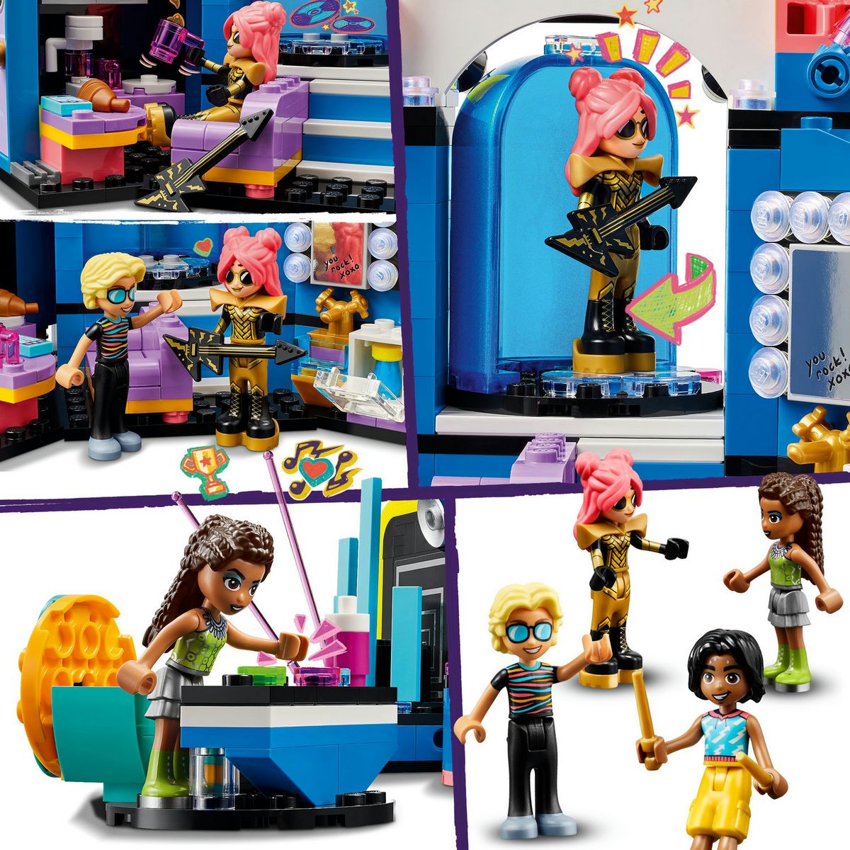 LEGO Friends 42616 Le Spectacle Musical de Heartlake City, Jouet avec 4 Figurines Andrea, Scène et Instruments