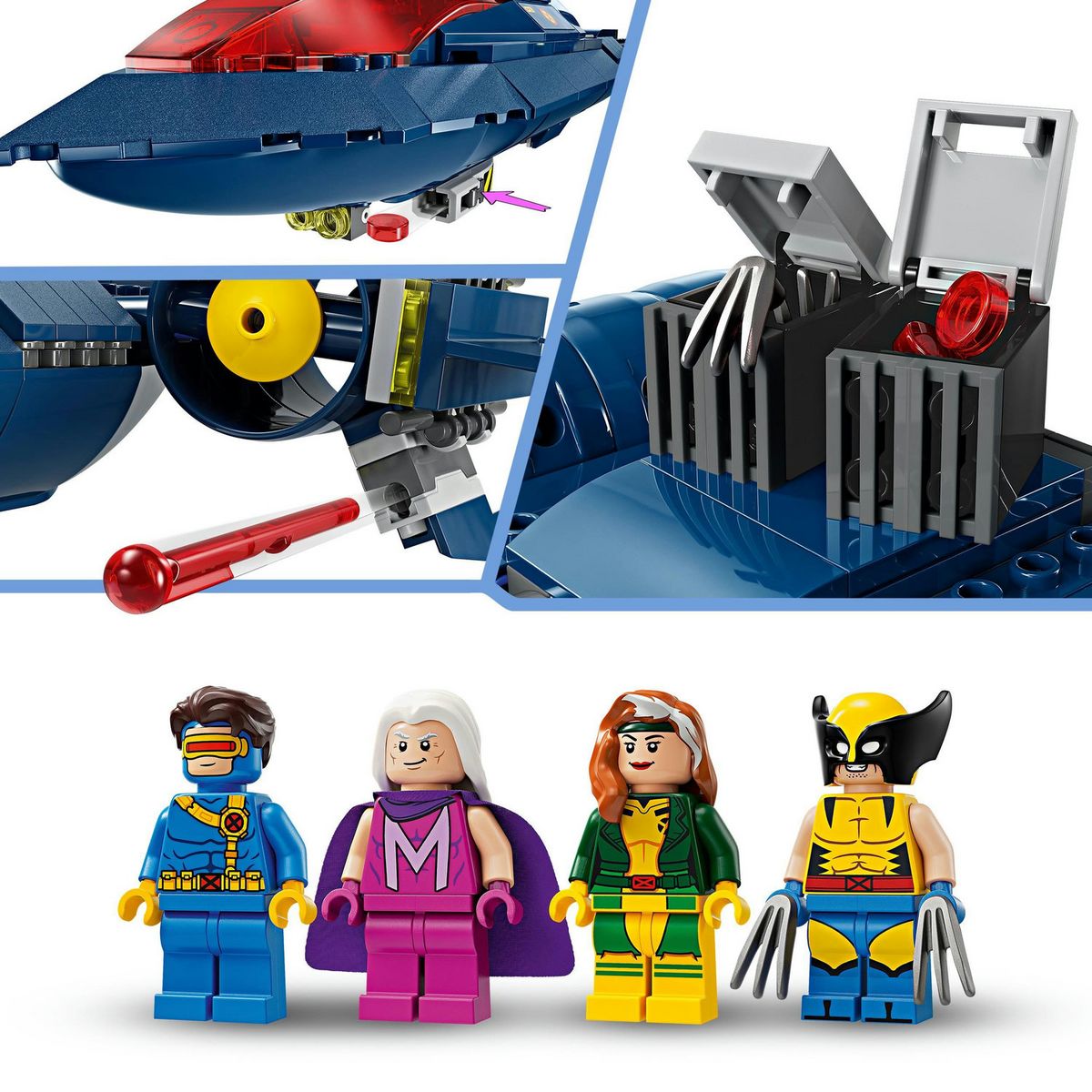 LEGO Marvel 76281 Le X-Jet des X-Men, Jouet d'Avion, Chasseur avec Minifigurines de Super-Héros : Wolverine