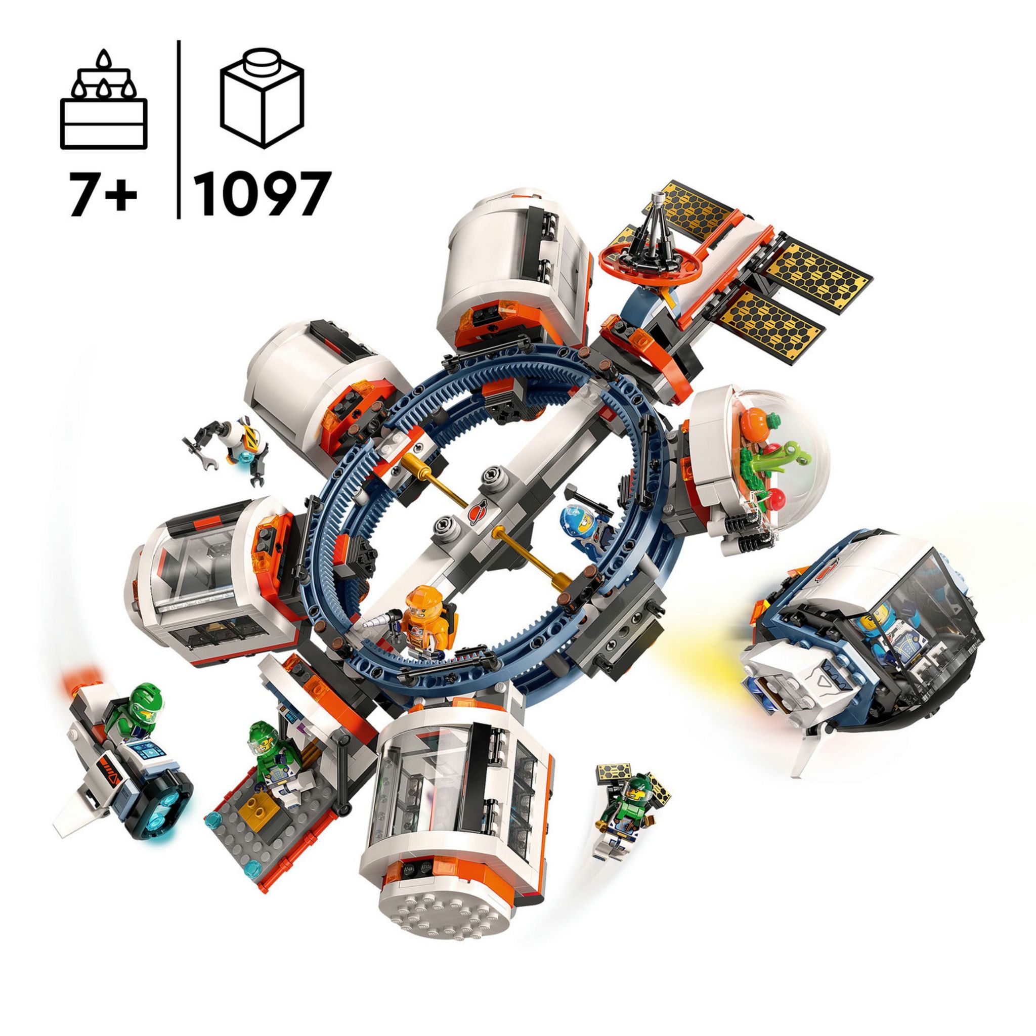 Voir la diapositive 3 : LEGO City 60433 La Station Spatiale Modulaire, Jouet avec Navette, Exploration de l'Espace, avec 6 Minifigurines