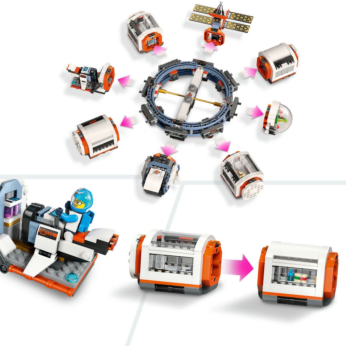 LEGO City 60433 La Station Spatiale Modulaire, Jouet avec Navette, Exploration de l'Espace, avec 6 Minifigurines