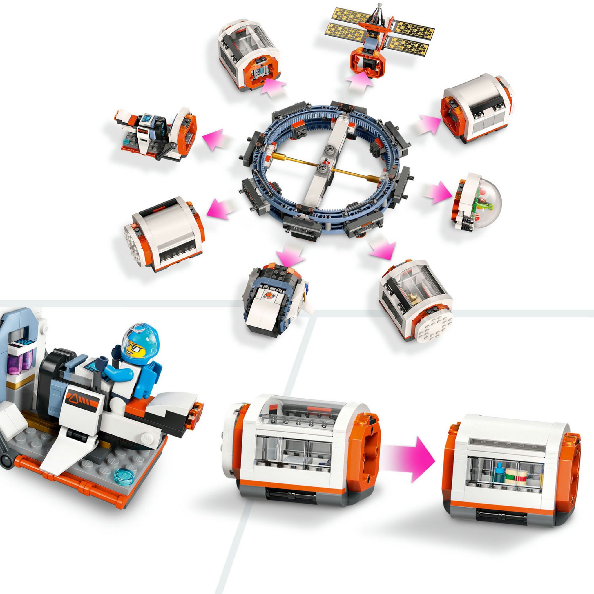 Voir la diapositive 4 : LEGO City 60433 La Station Spatiale Modulaire, Jouet avec Navette, Exploration de l'Espace, avec 6 Minifigurines