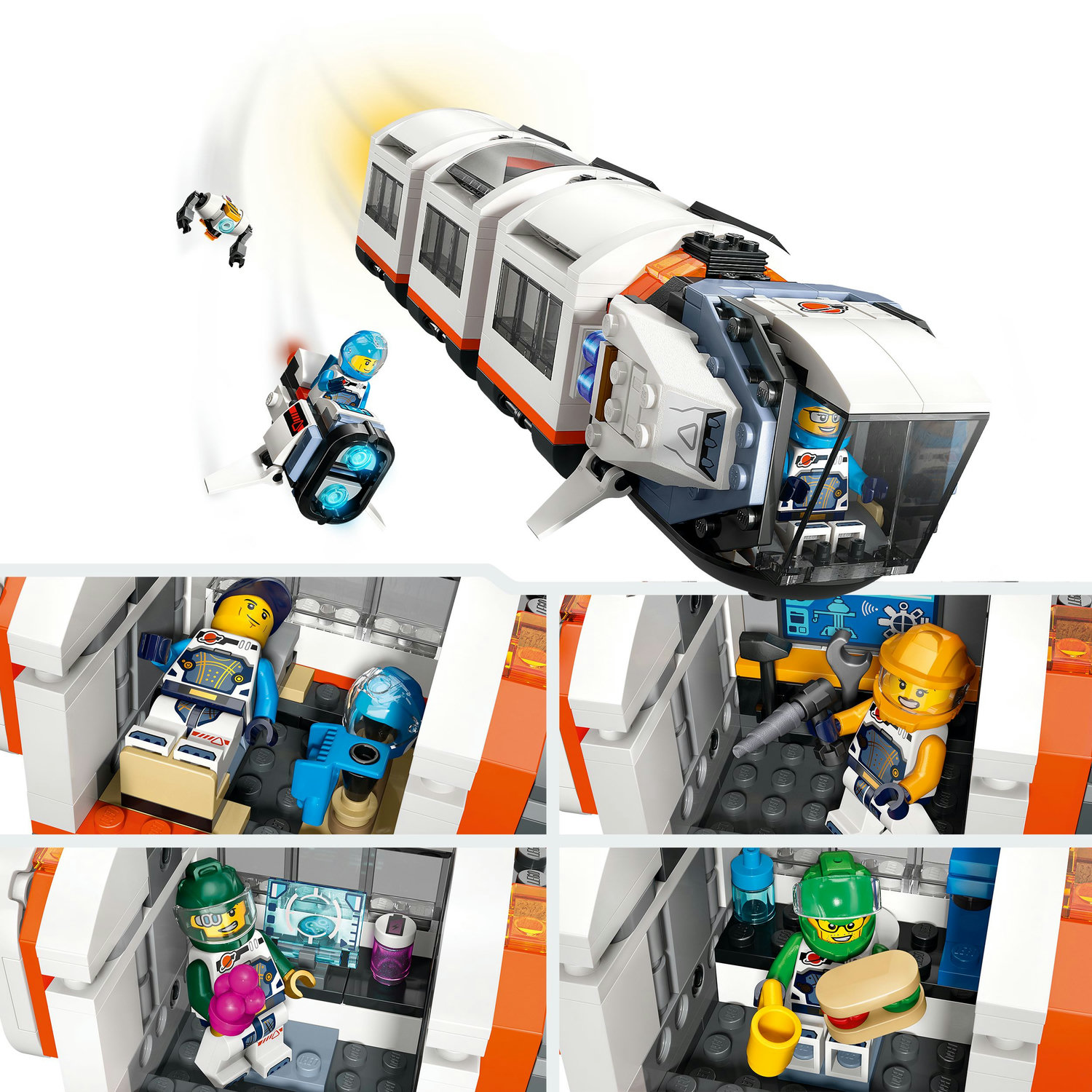 Voir la diapositive 5 : LEGO City 60433 La Station Spatiale Modulaire, Jouet avec Navette, Exploration de l'Espace, avec 6 Minifigurines