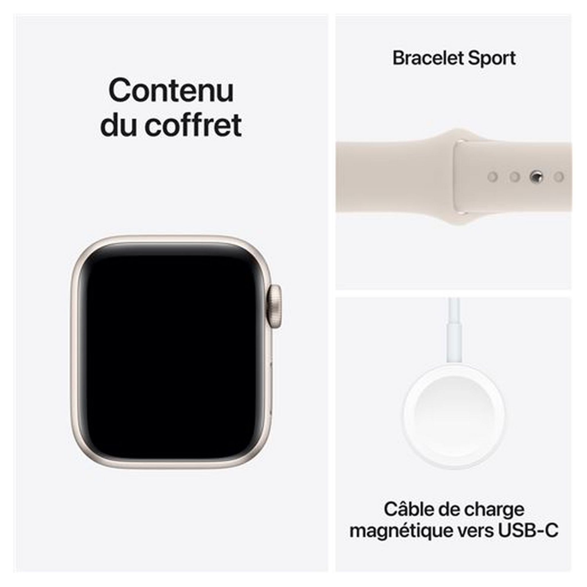 Voir la diapositive 3 : APPLE Montre connectée Watch SE 2 40mm Alu Taille S/M - Lumière Stellaire