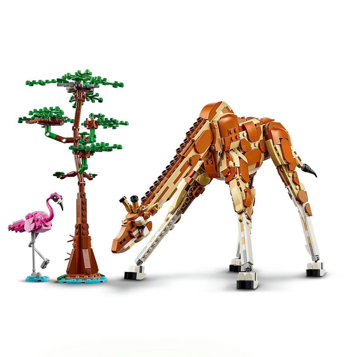 LEGO Creator 3en1 31150 Les Animaux Sauvages du Safari, Jouet avec Figurines d'Animaux, Girafe, Gazelles et Lion