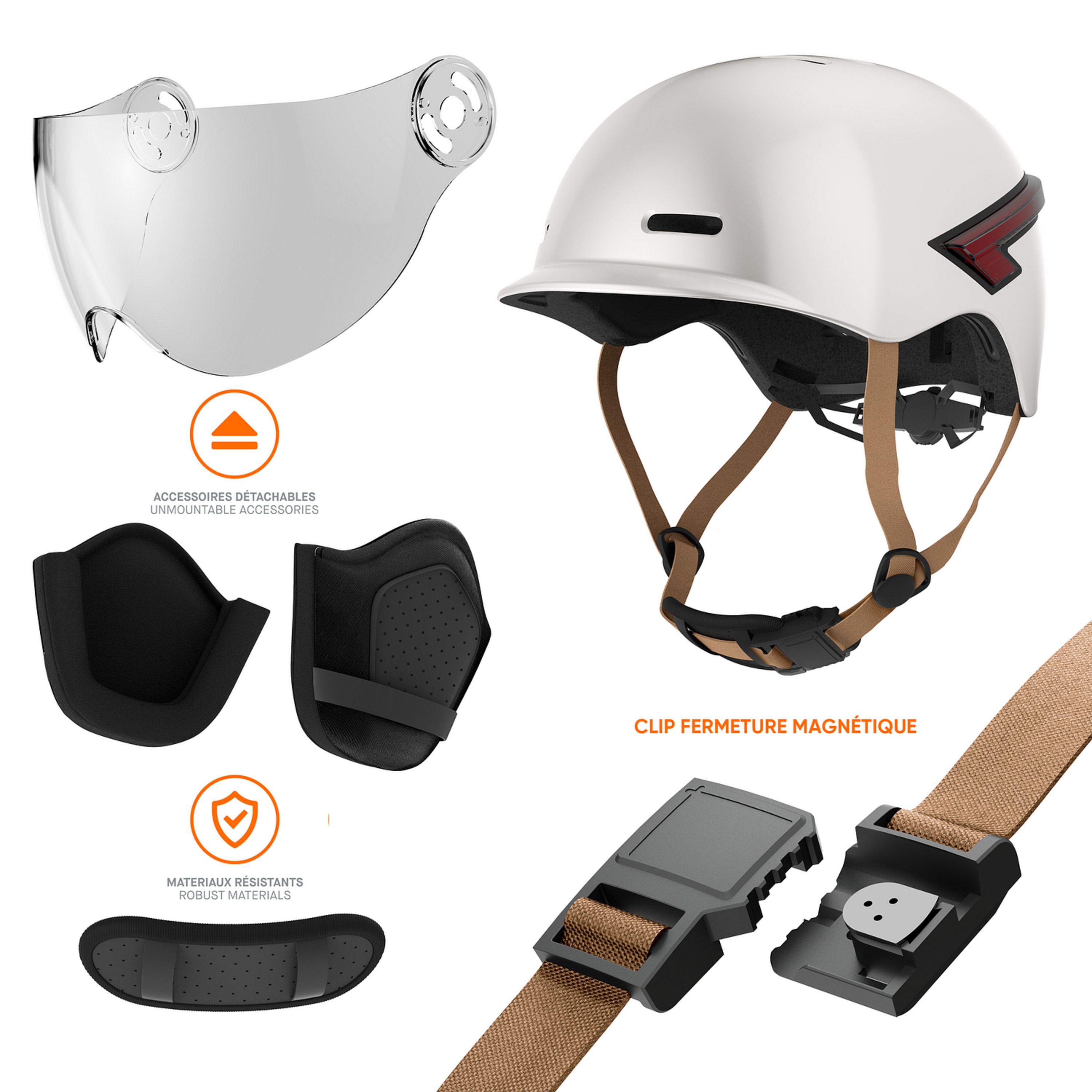 Voir la diapositive 7 : CASR Casque LED Glow taille M - Crème