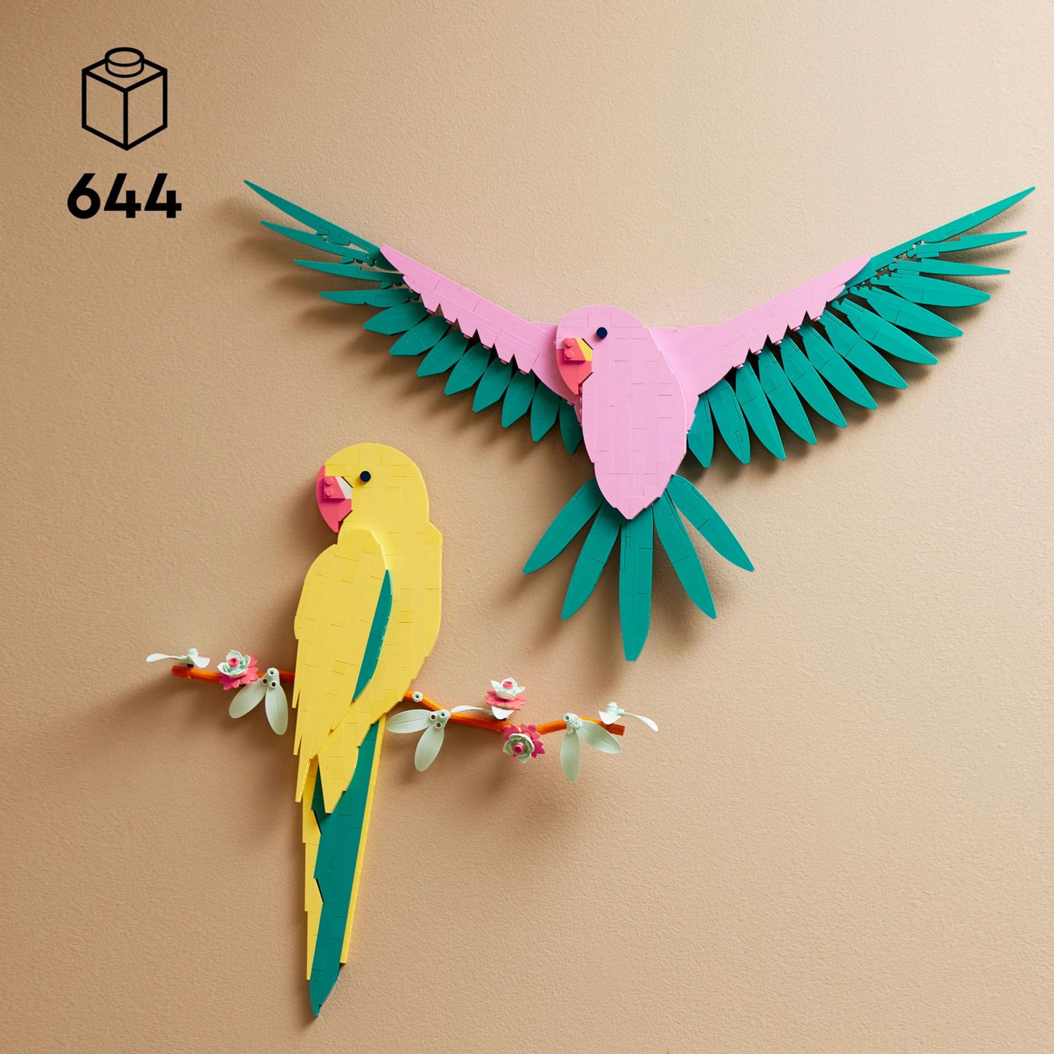 Voir la diapositive 3 : LEGO Art 31211 La Collection Faune – Les Perroquets Ara, Décoration Murale avec Motif d'Oiseau, Activité Manuelle