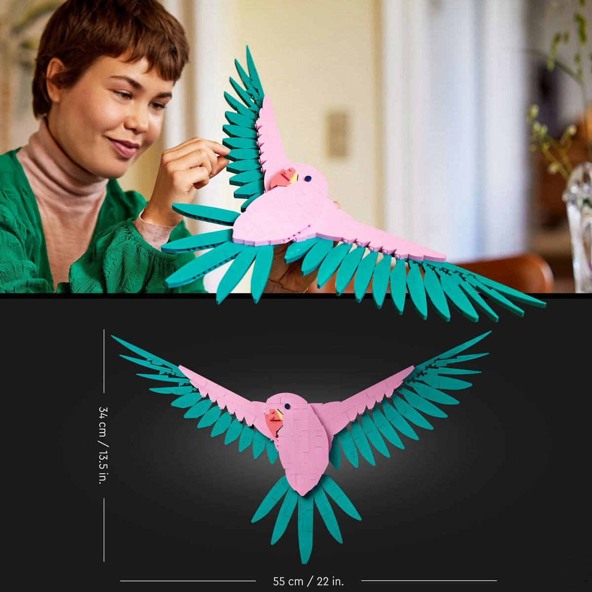 LEGO Art 31211 La Collection Faune – Les Perroquets Ara, Décoration Murale avec Motif d'Oiseau, Activité Manuelle