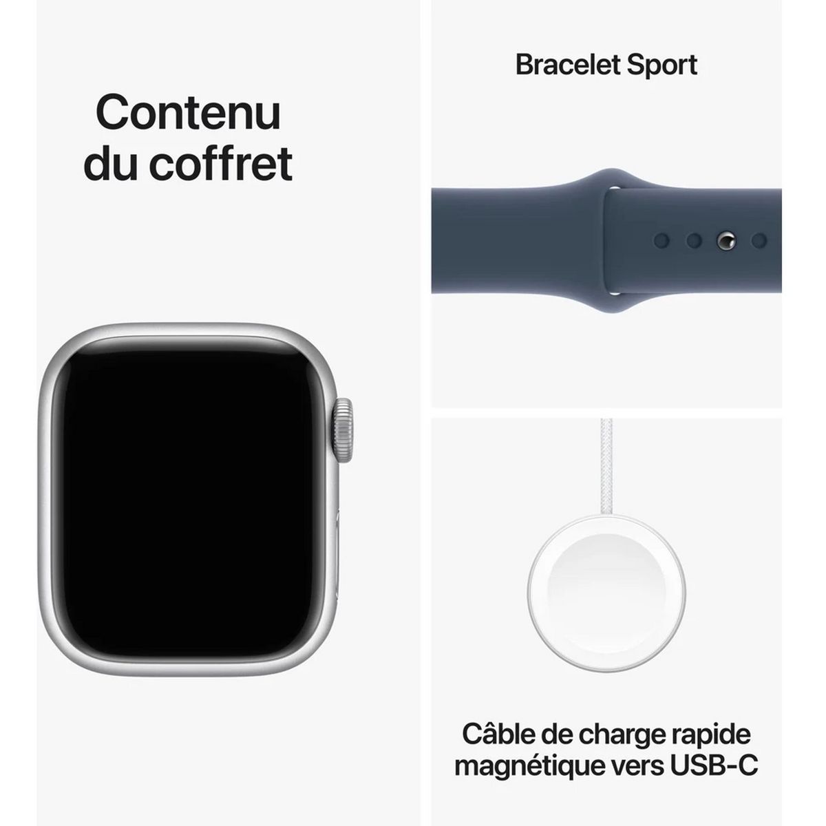APPLE Montre connectée Watch 9 45mm Alu Taille M/L - Argent