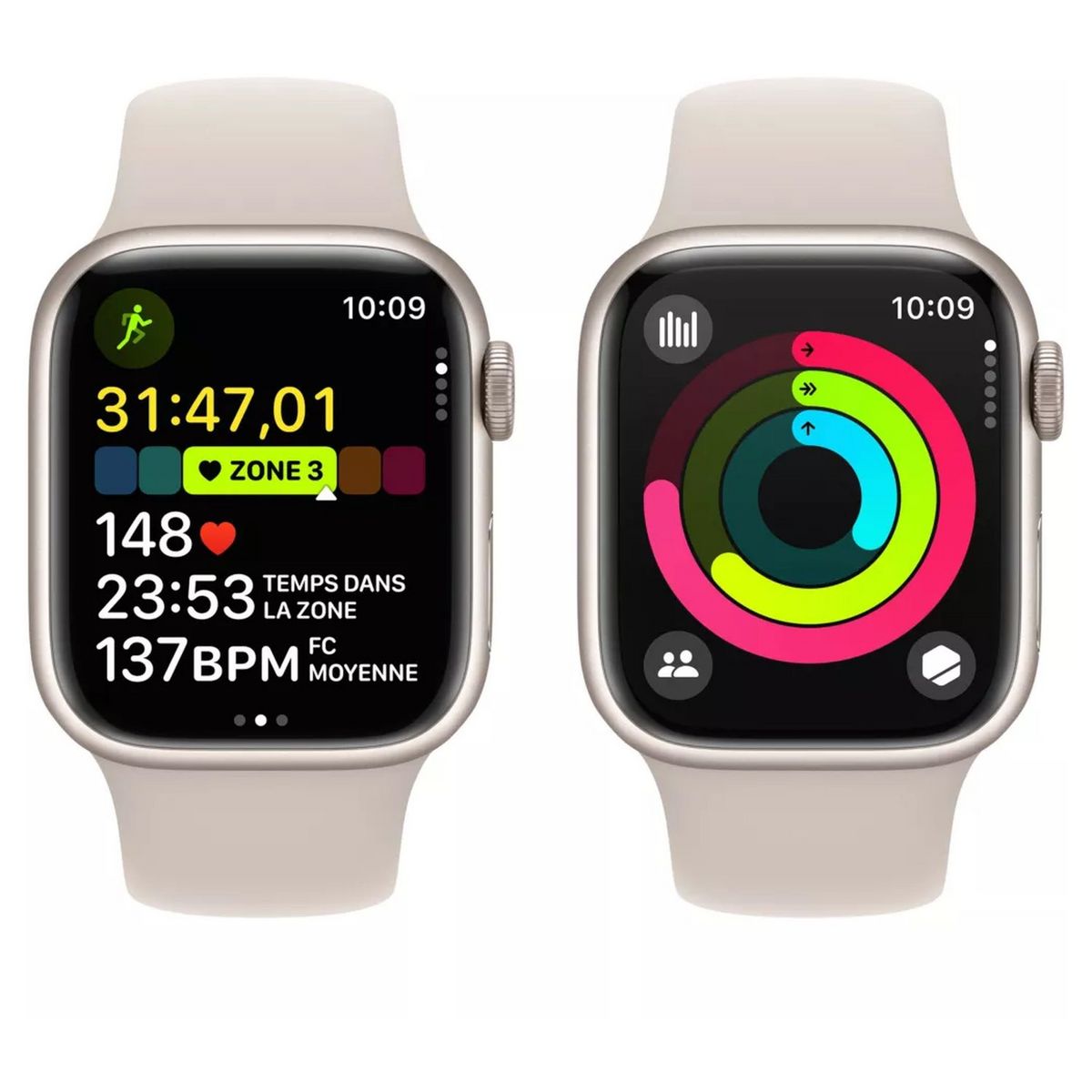 APPLE Montre connectée Watch 9 45mm Alu Taille M/L - Lumière Stellaire