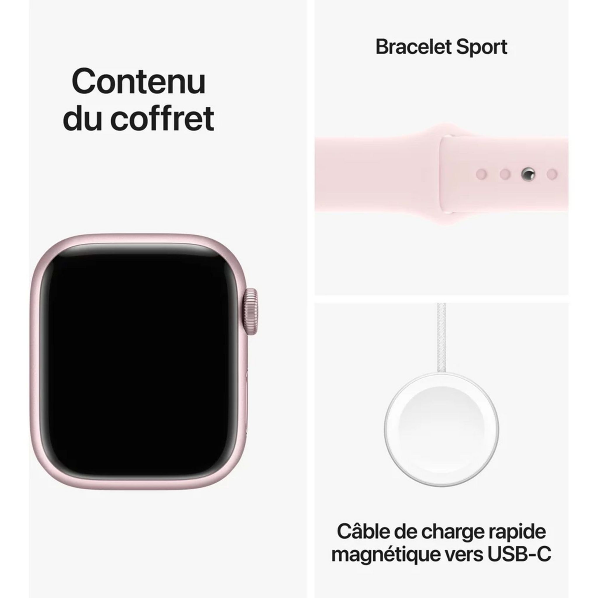 Voir la diapositive 2 : APPLE Montre connectée Watch 9 45mm Alu Taille M/L - Rose