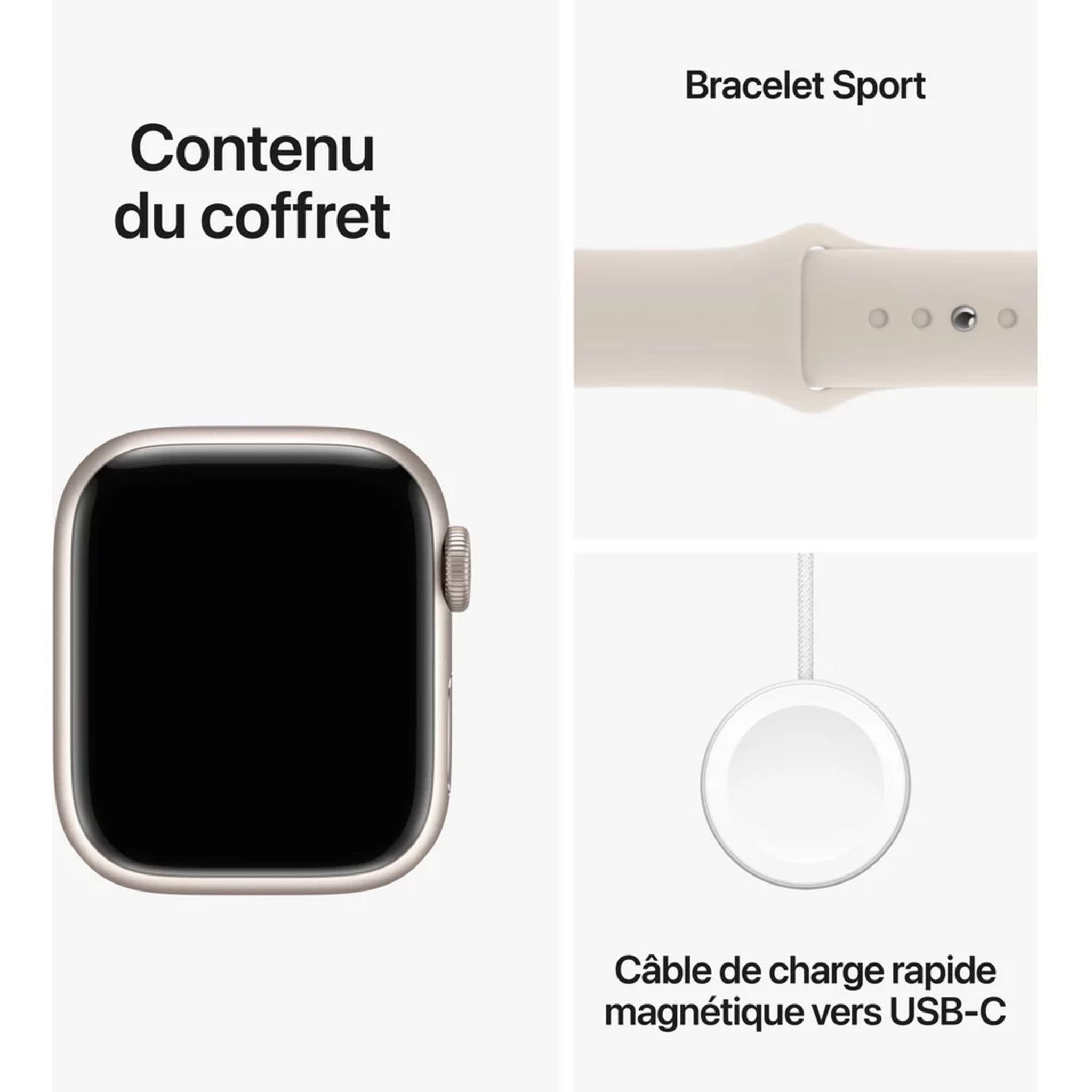 Voir la diapositive 2 : APPLE Montre connectée Watch 9 41mm Alu Taille S/M - Lumière Stellaire