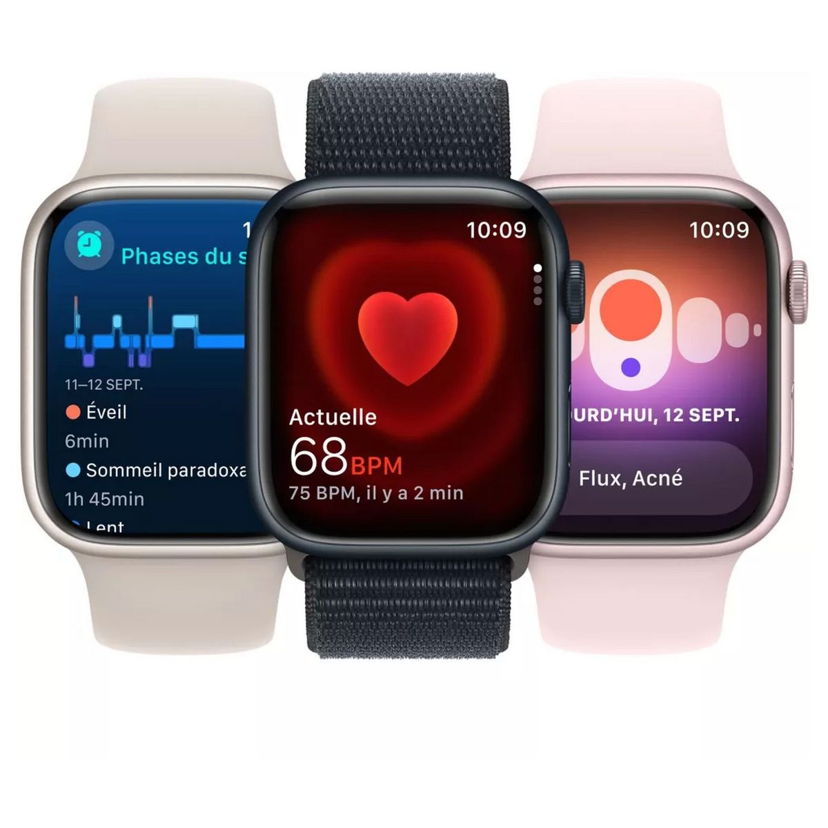 APPLE Montre connectée Watch 9 41mm Alu Taille S/M - Lumière Stellaire