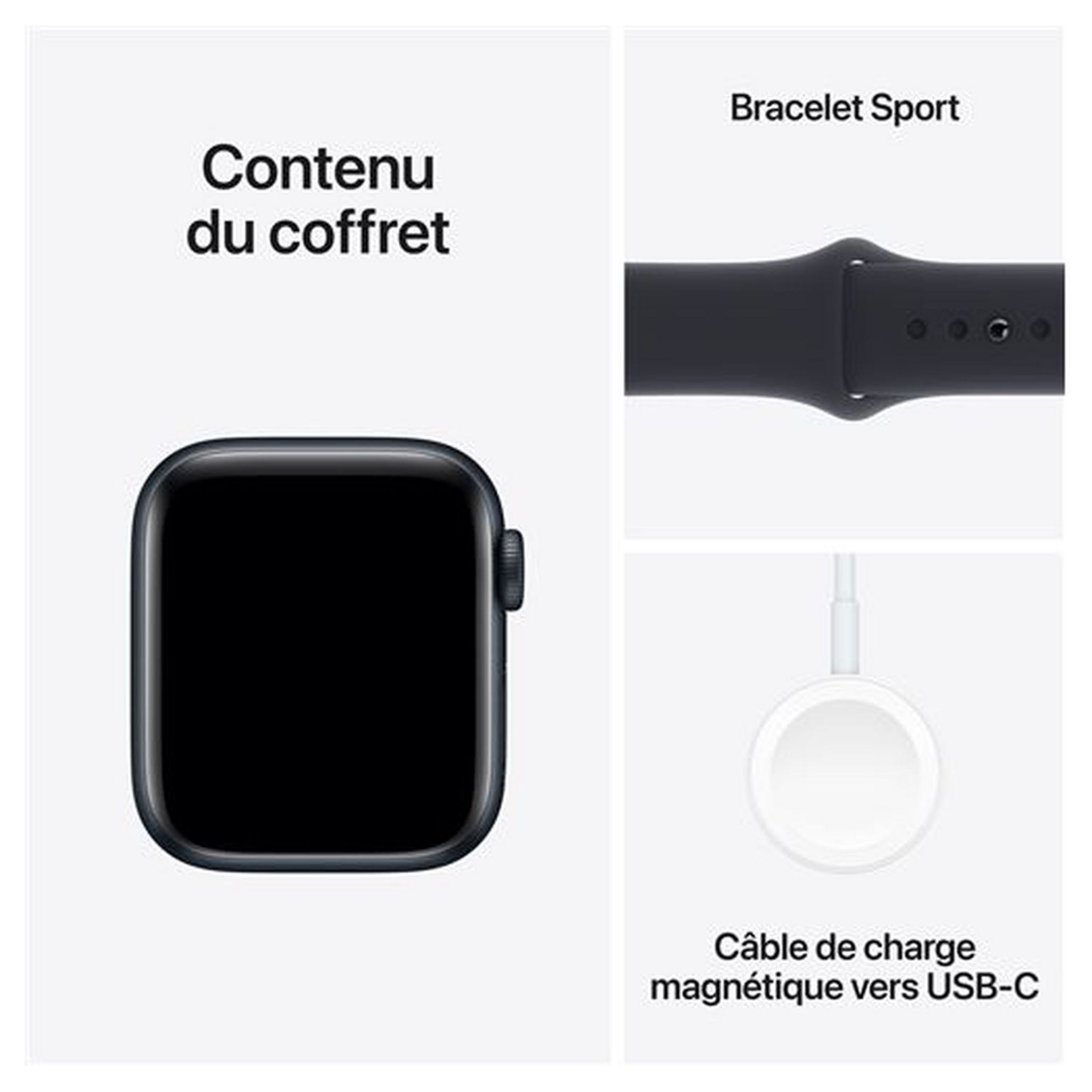 Voir la diapositive 3 : APPLE Montre connectée Watch SE 2 40mm Alu Taille S/M - Minuit