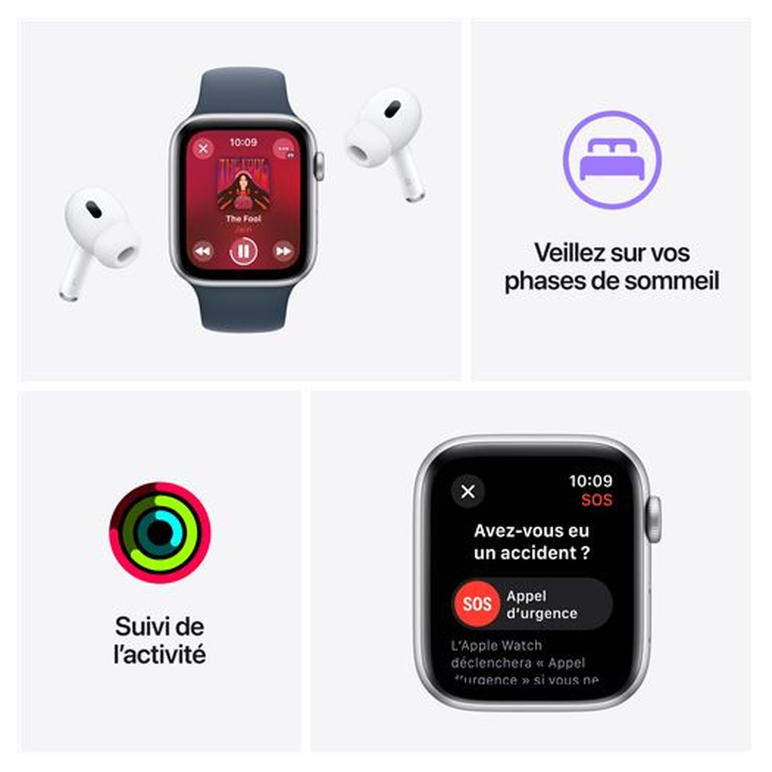 Voir la diapositive 4 : APPLE Montre connectée Watch SE 2 40mm Alu Taille S/M - Minuit
