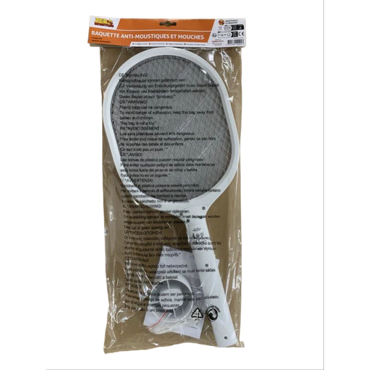 ZERO MOUSTIQUE Raquette anti moustique 2 en 1 002491 - Blanc