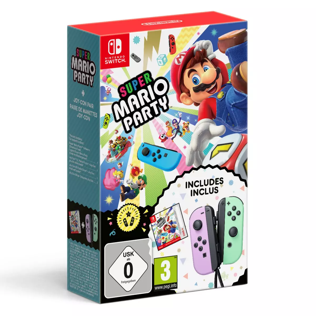 NINTENDO Pack Super Mario Party + paire de Manettes Joy-Con Gauche Violet  Pastel et Droite Vert Pastel Nintendo Switch pas cher 