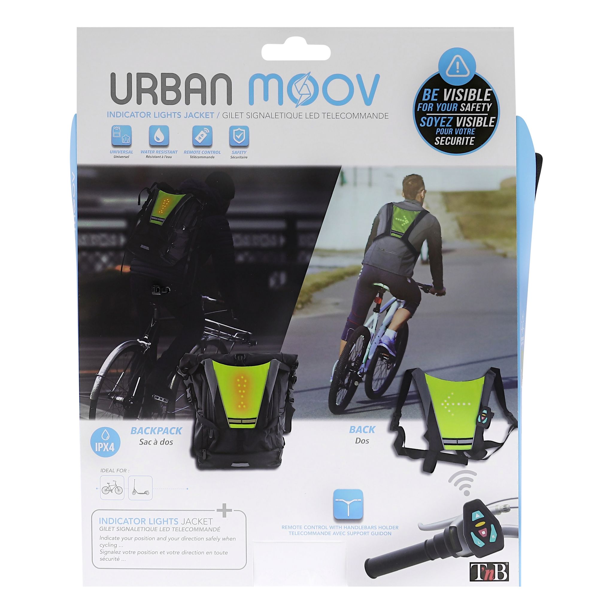 Voir la diapositive 2 : URBAN MOOV Gilet de sécurité Signalisation LED + Télécommande