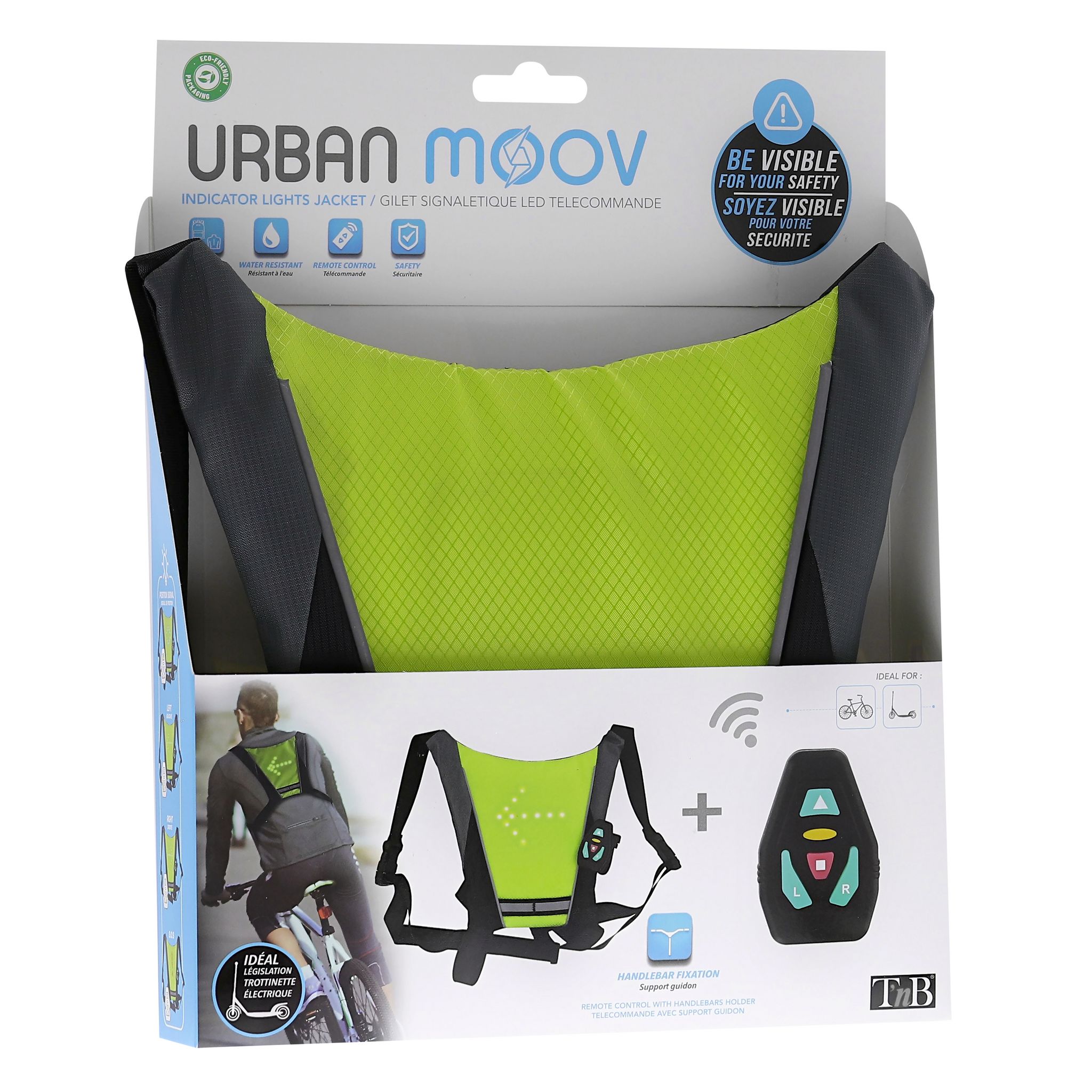 Voir la diapositive 3 : URBAN MOOV Gilet de sécurité Signalisation LED + Télécommande