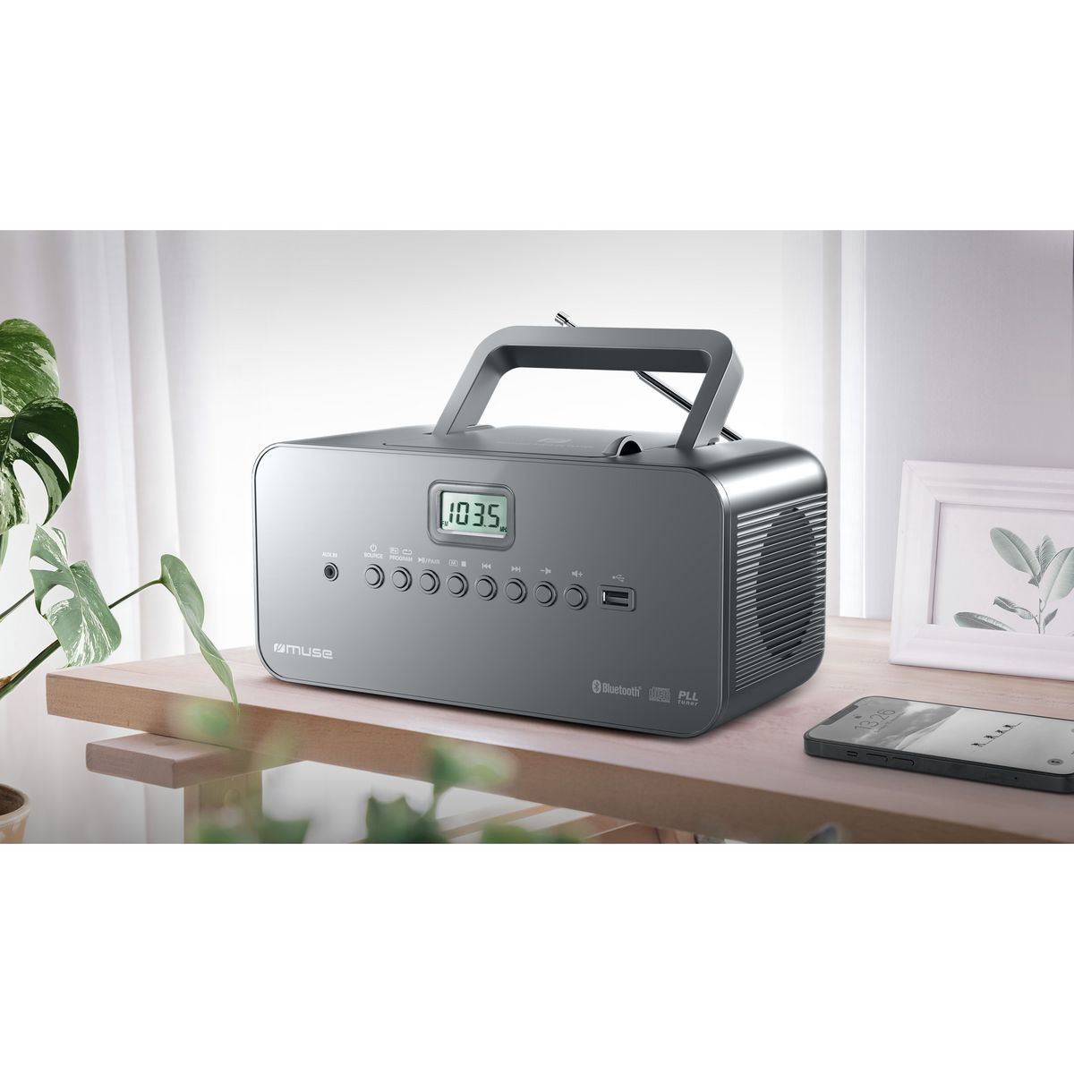 MUSE Radio portable CD/MP3/USB Bluetooth - M30BT - Gris