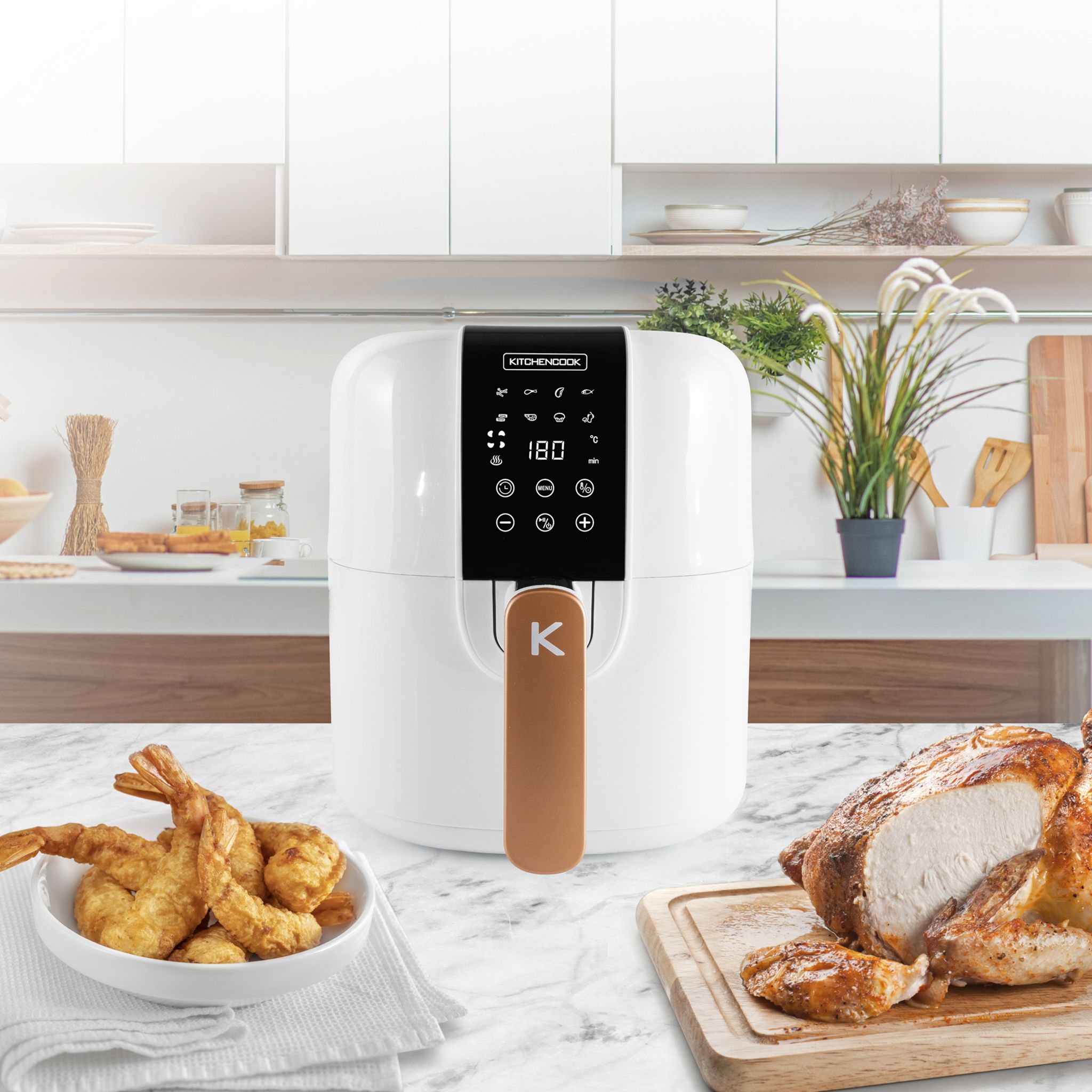 Voir la diapositive 5 : KITCHENCOOK Friteuse électrique sans huile à air chaud AIRMED - Blanc