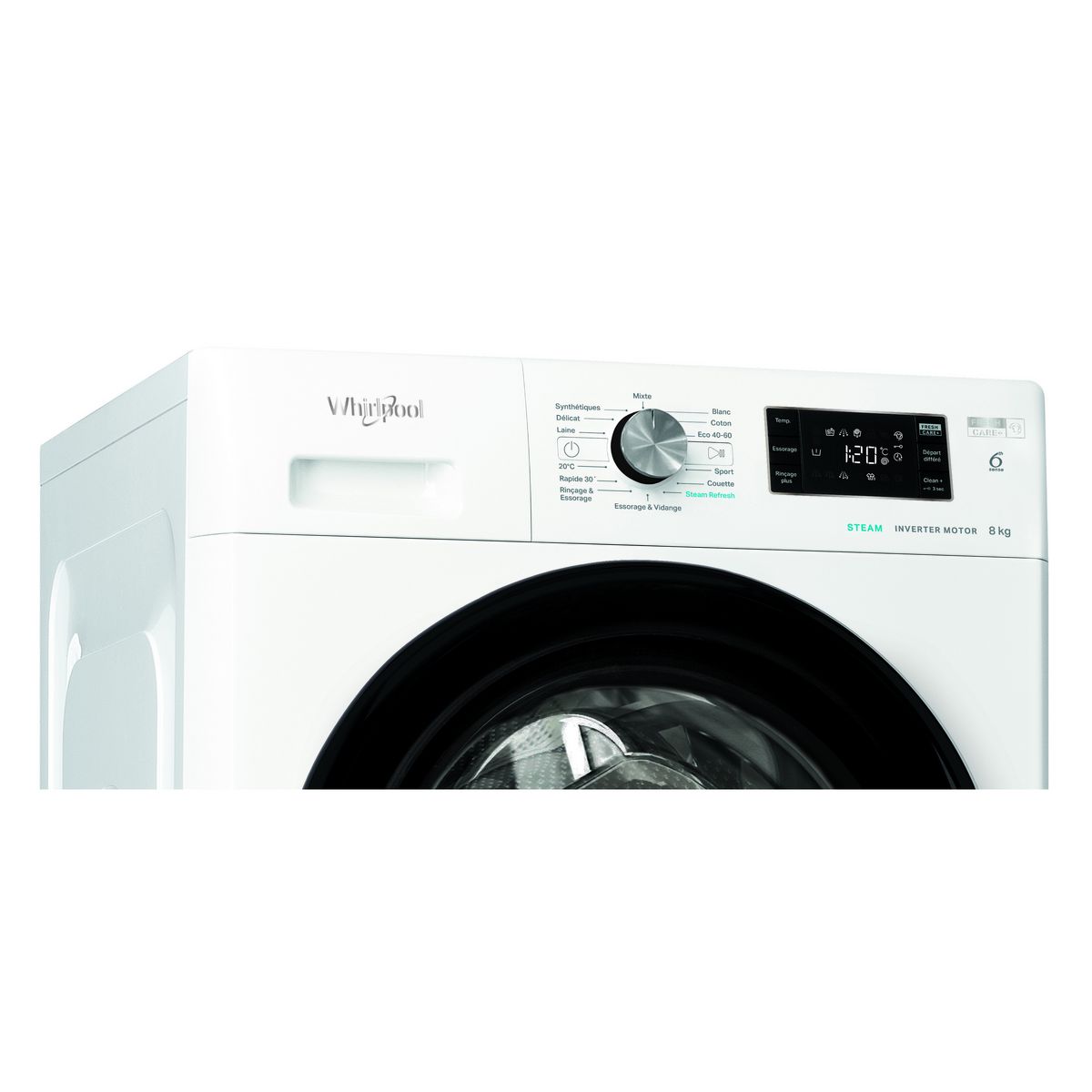 WHIRLPOOL Lave linge hublot FFB8258BVFR, 8 kg, 1200 T/min, B