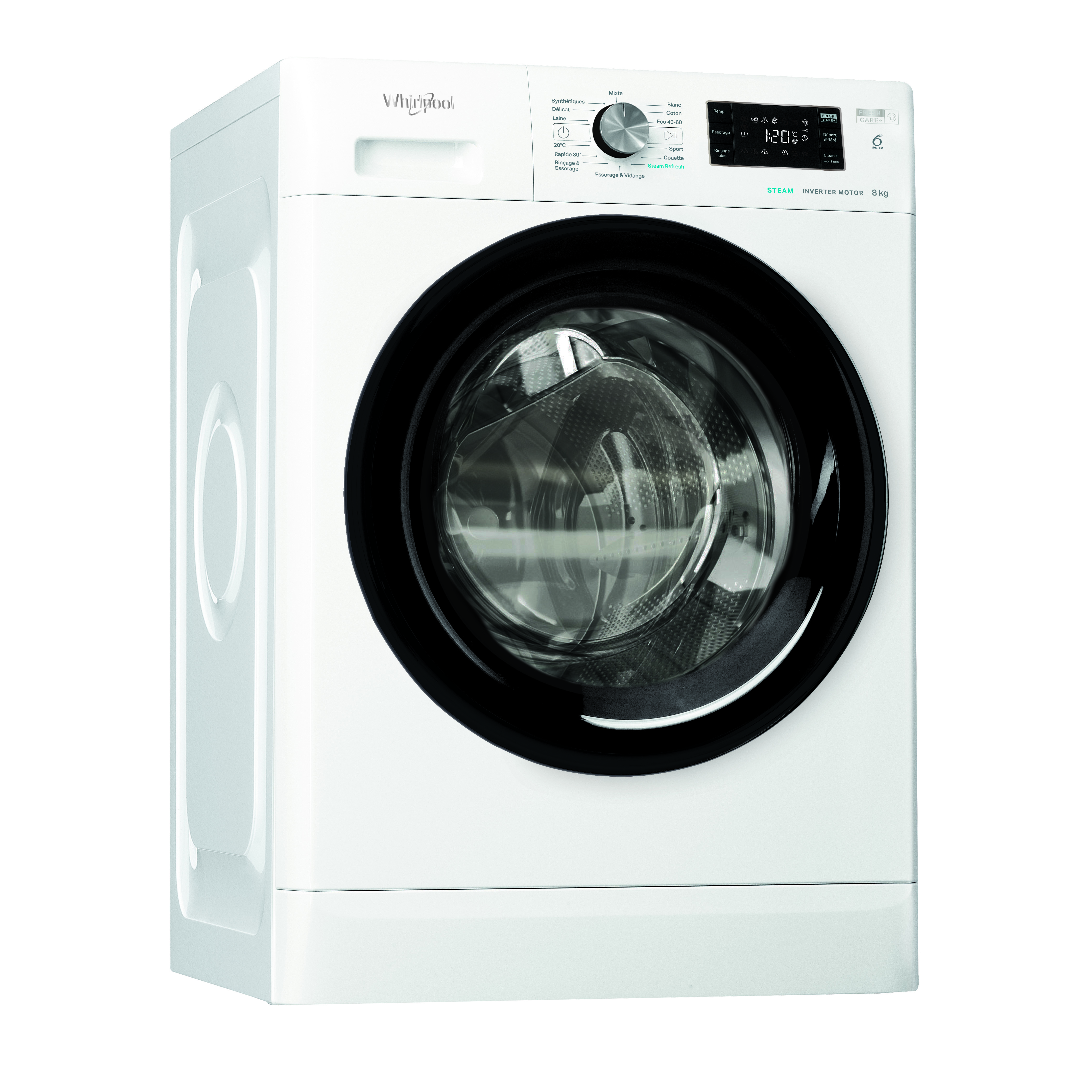 Voir la diapositive 3 : WHIRLPOOL Lave linge hublot FFB8258BVFR, 8 kg, 1200 T/min, B