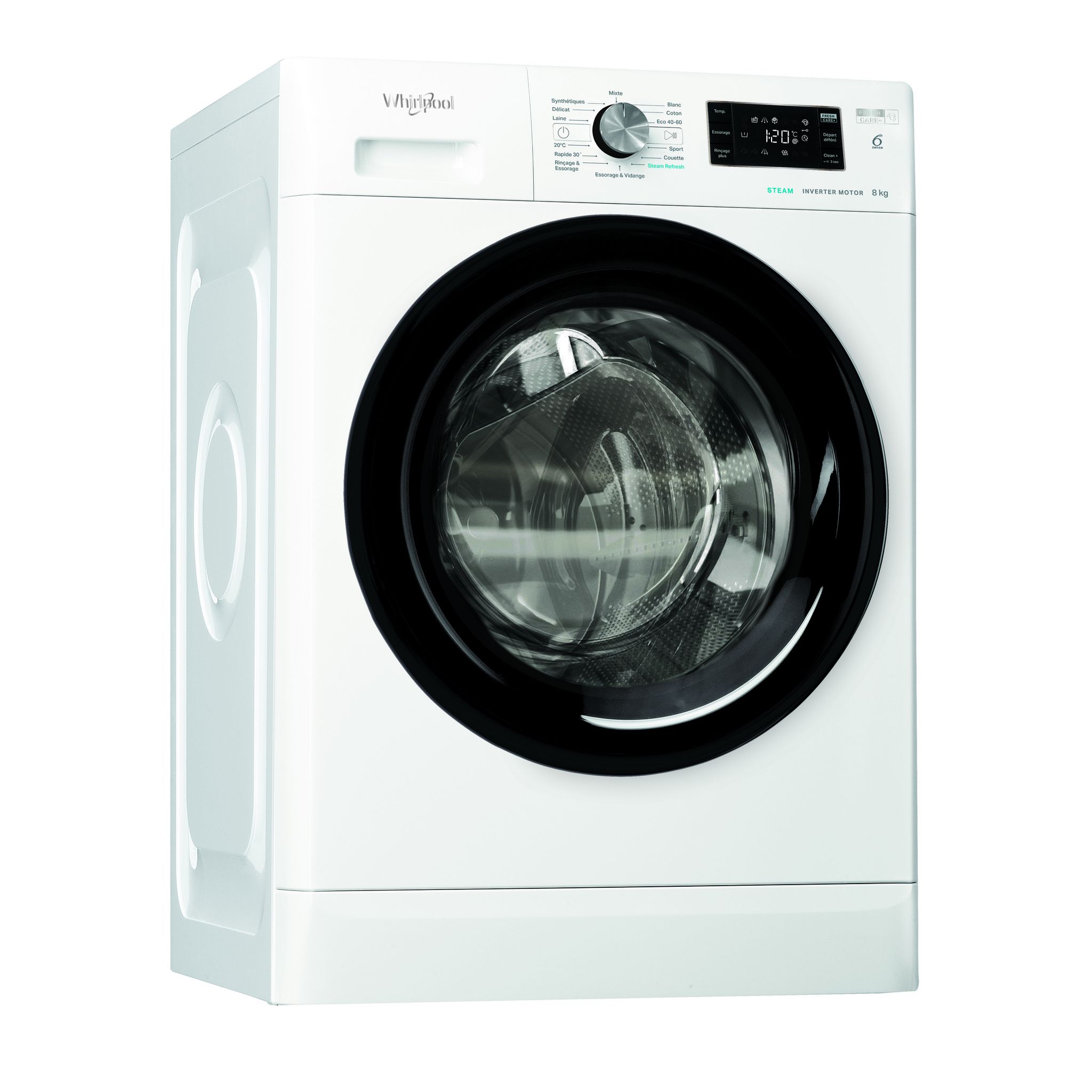 Voir la diapositive 3 : WHIRLPOOL Lave linge hublot FFB8258BVFR, 8 kg, 1200 T/min, B
