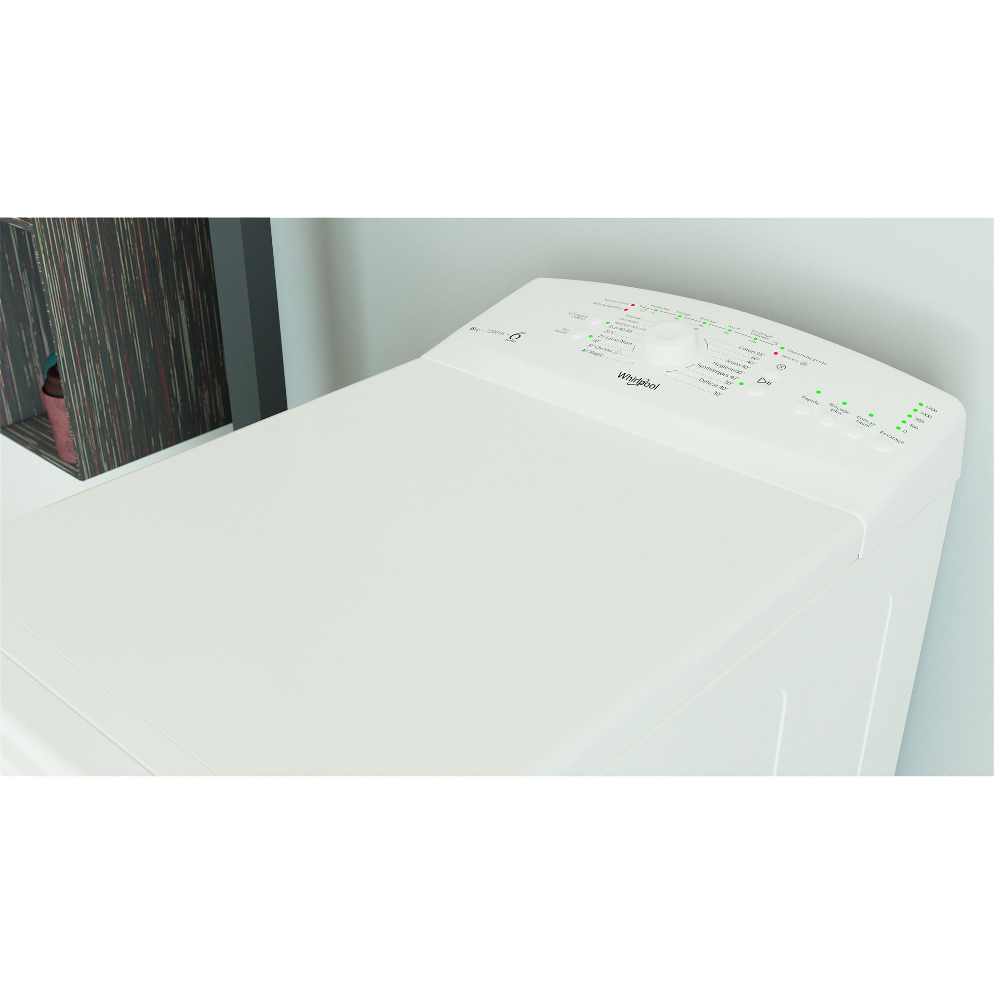 Voir la diapositive 8 : WHIRLPOOL Lave linge top TDLR 62422LFR/N, 6 kg, 1200 T/min, C