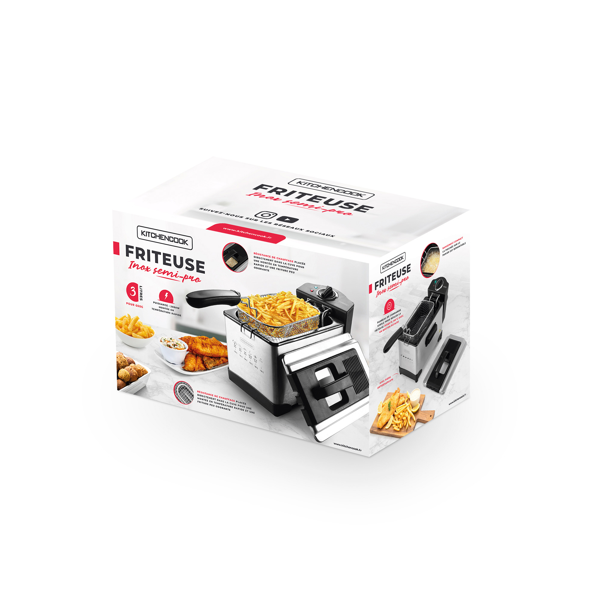 Voir la diapositive 7 : KITCHENCOOK Friteuse électrique Semi-Pro FRYPLUS - Inox