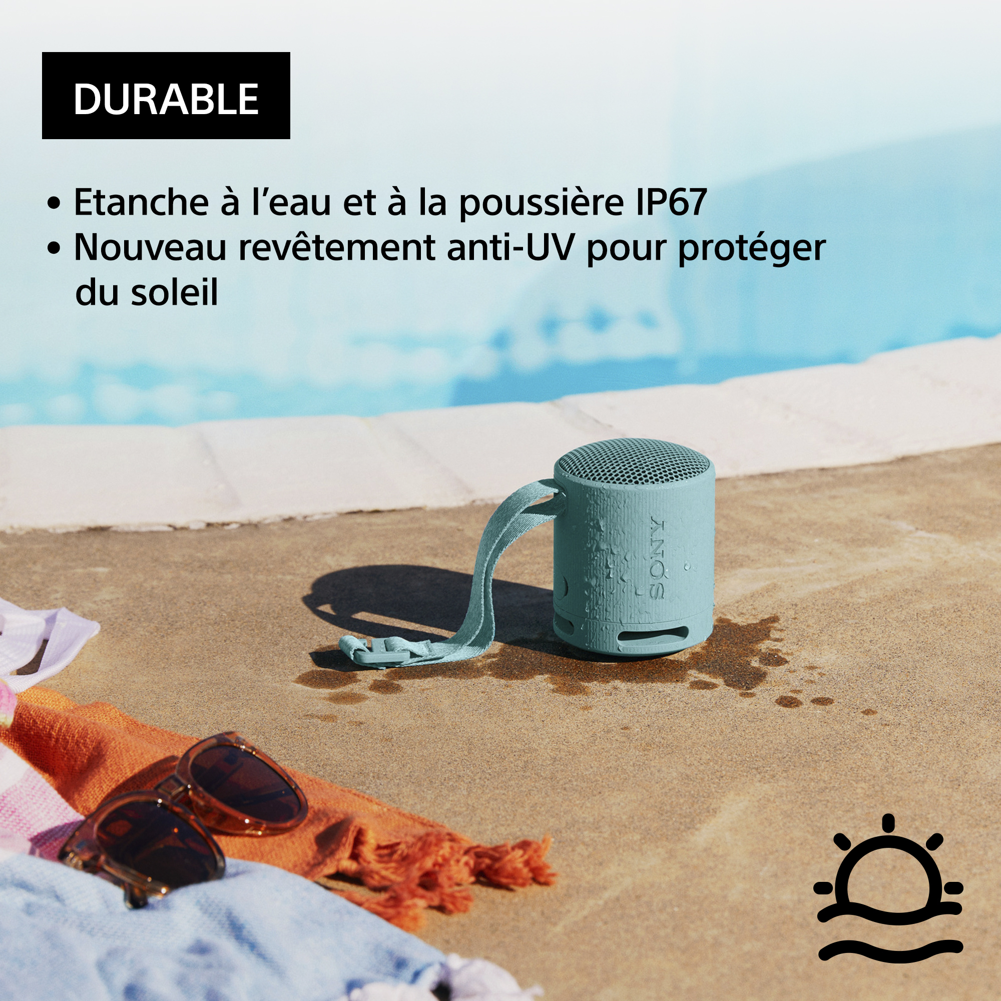 Voir la diapositive 7 : SONY Enceinte sans fil Bluetooth Ultra portable  SRS-XB100 - Bleu