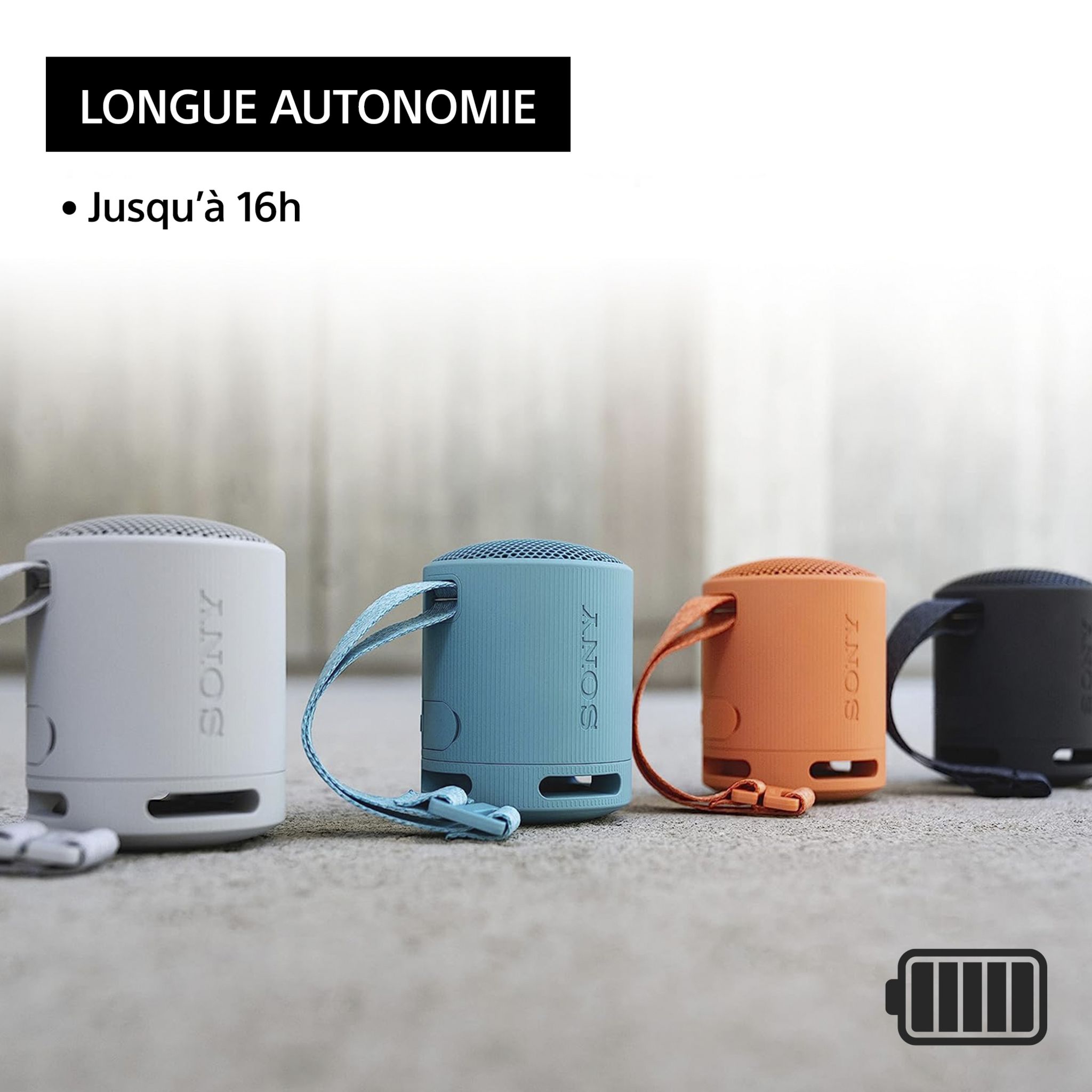 Voir la diapositive 8 : SONY Enceinte sans fil Bluetooth Ultra portable  SRS-XB100 - Bleu