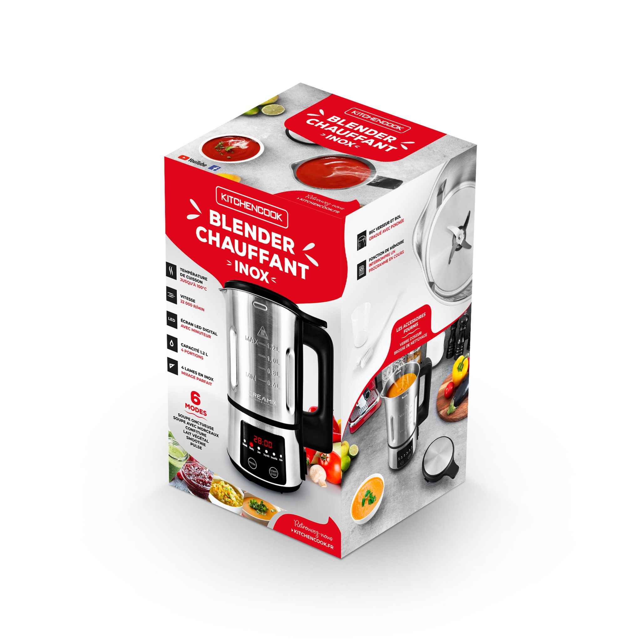 Voir la diapositive 11 : KITCHENCOOK Blender et Soup Maker CREAMIX - Inox