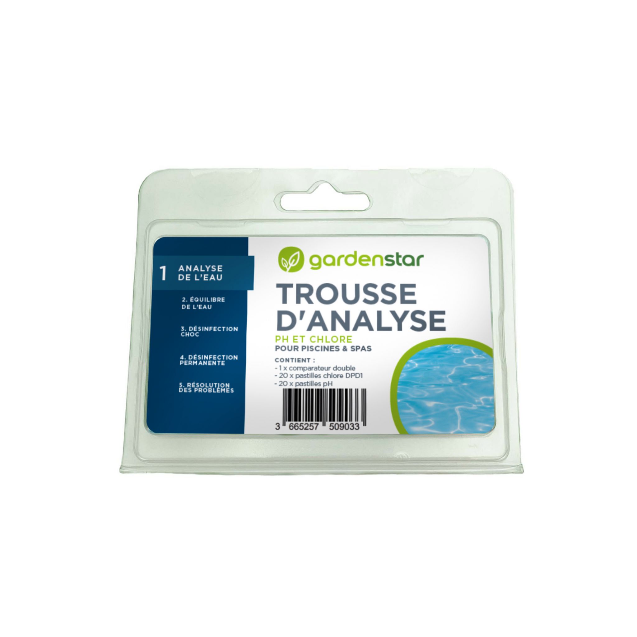 GARDENSTAR Trousse d'analyse PH et Chlore pour piscines & spas