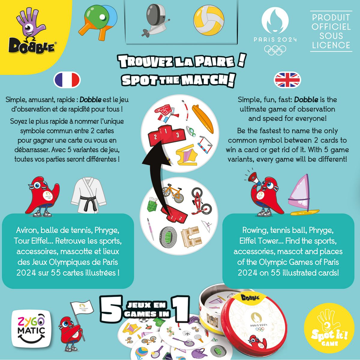 ASMODEE Jeu Dobble Jeux Olympiques Paris 2024