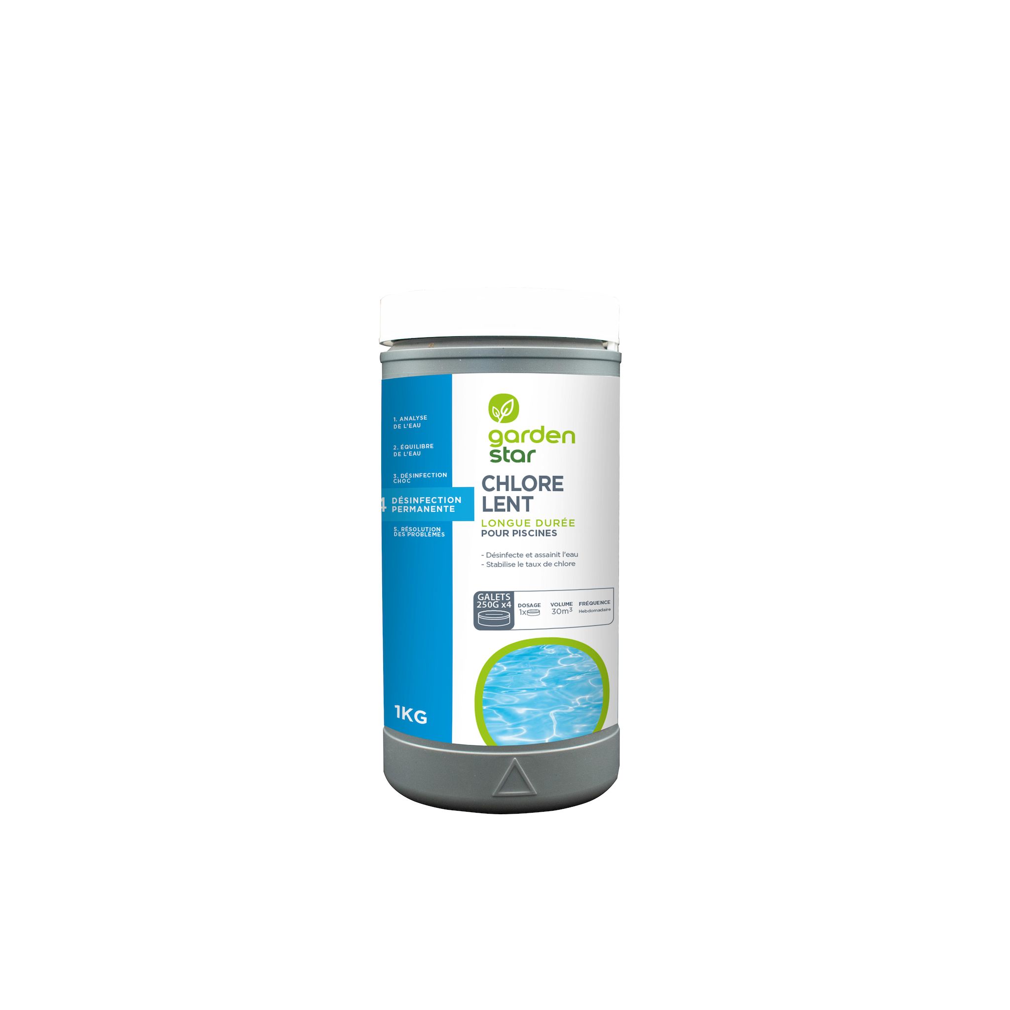 GARDENSTAR Chlore lent galets 1 kg