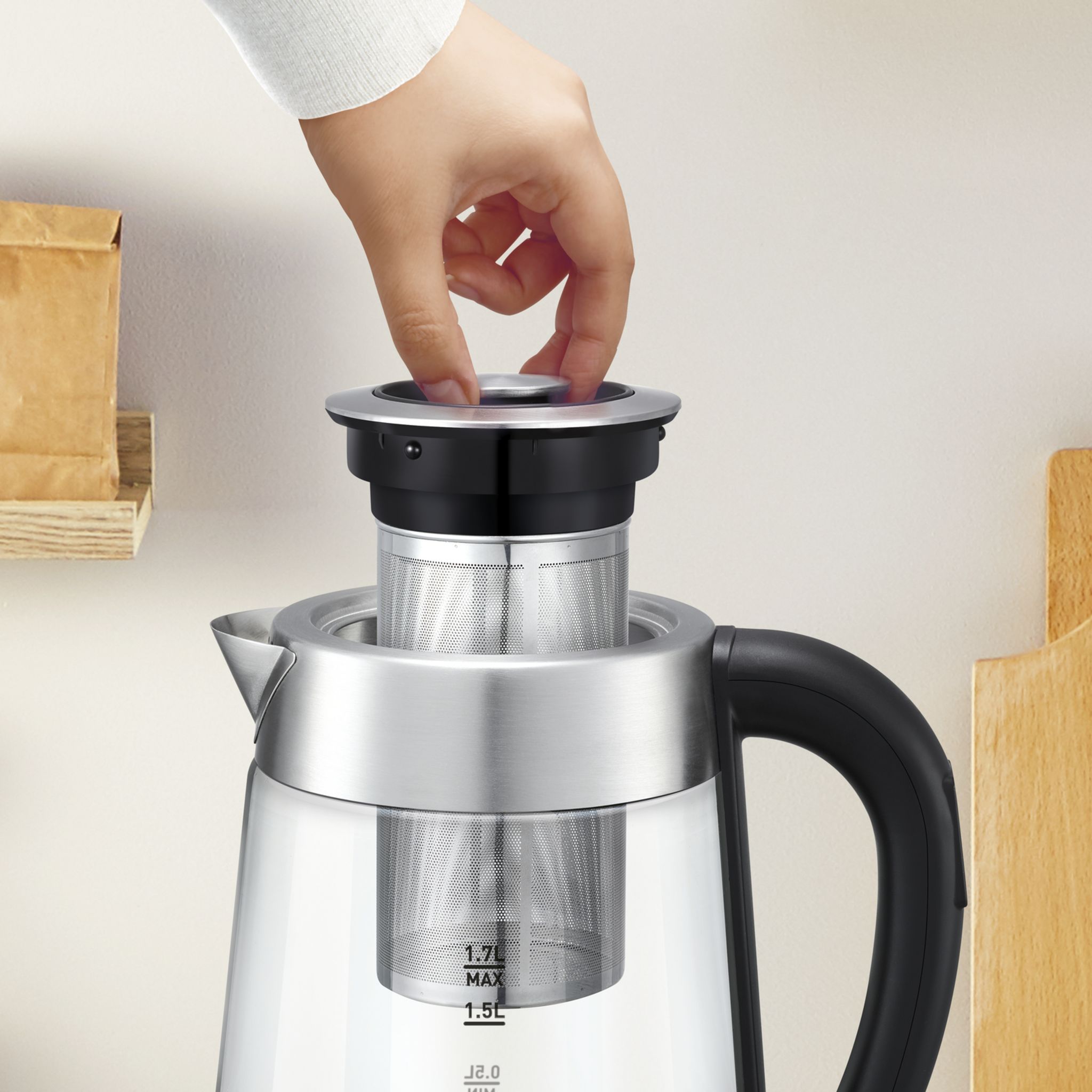 Voir la diapositive 3 : TEFAL Bouilloire et machine à Thé BJ750D10 - Inox