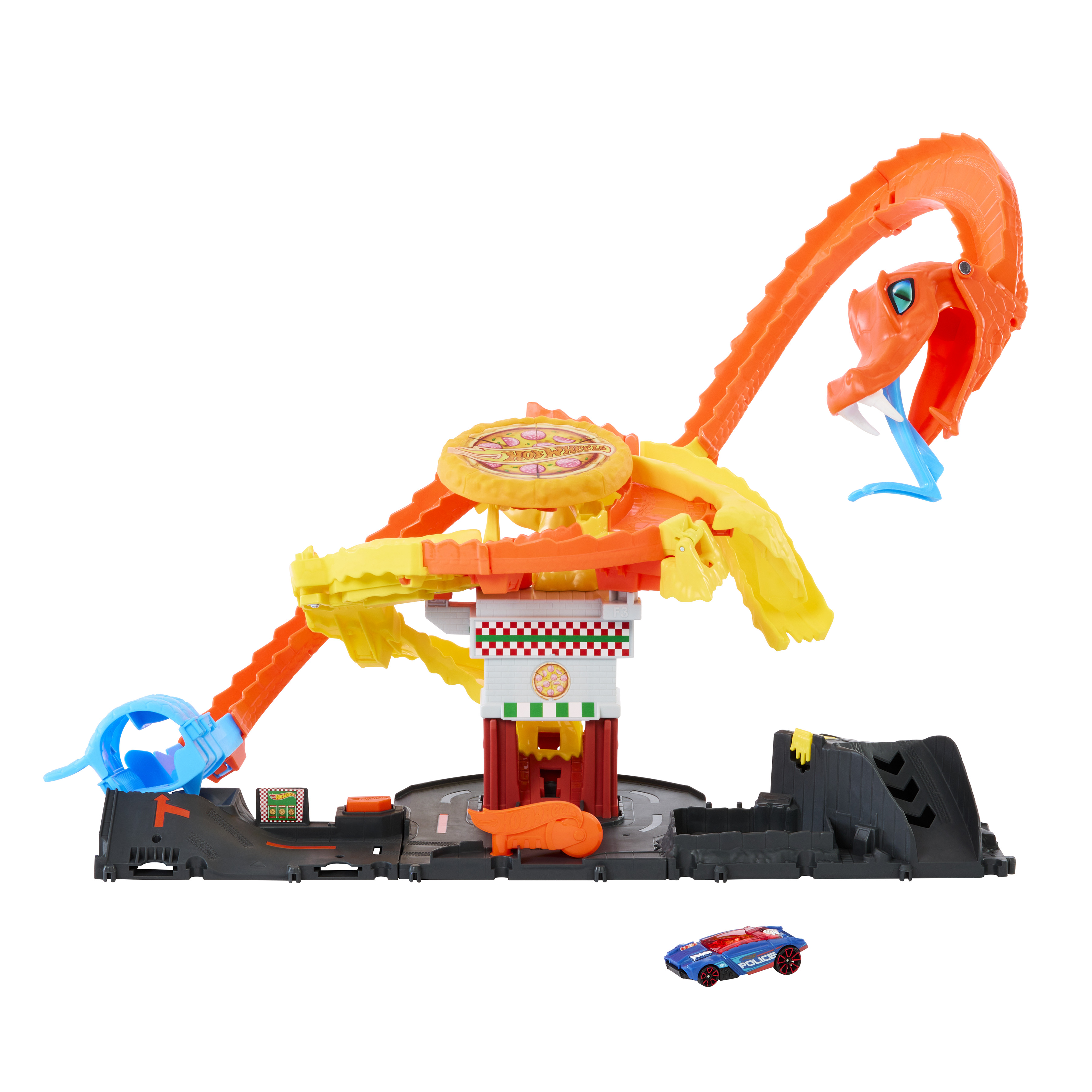 Voir la diapositive 2 : MATTEL Circuit Hot Wheels Attaque du cobra à la Pizzéria