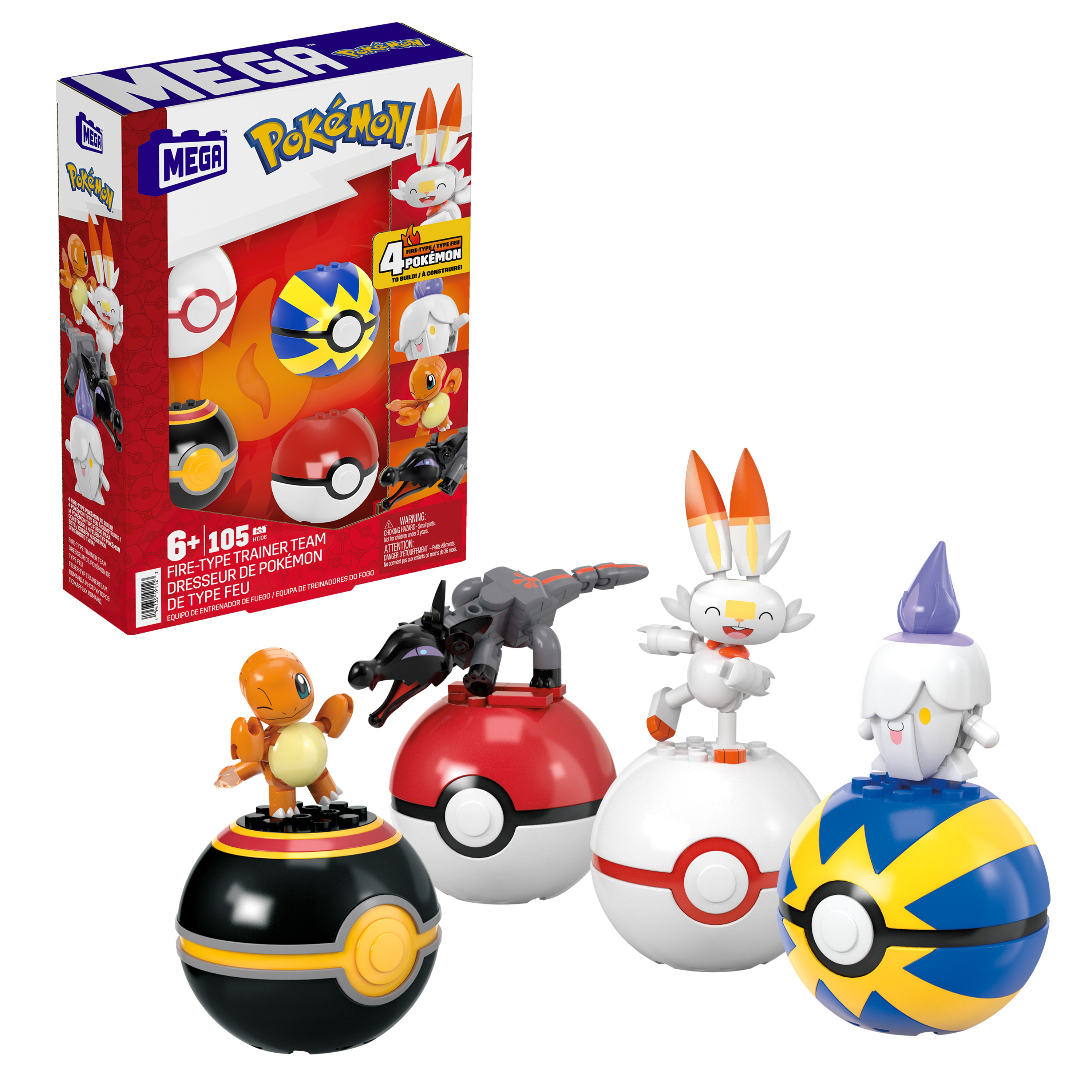 Voir la diapositive 6 : POKEMON Lot de 4 Dresseurs Type Feu à construire