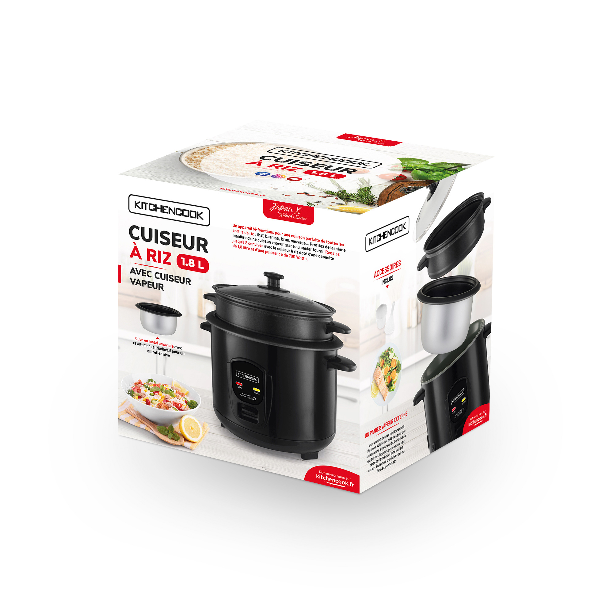 Voir la diapositive 9 : KITCHENCOOK Cuiseur à riz Japan X - Noir