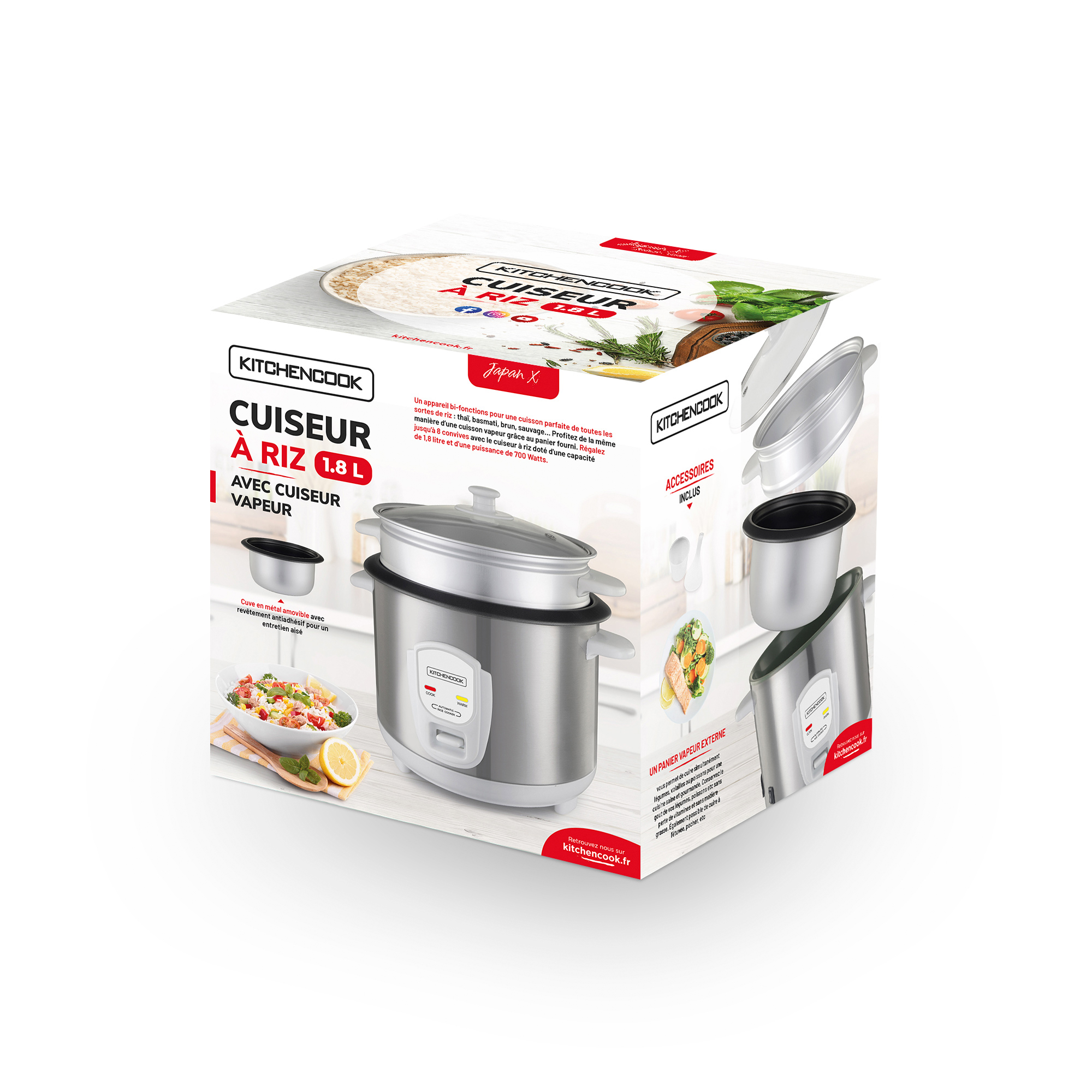 Voir la diapositive 9 : KITCHENCOOK Cuiseur à riz Japan X - Inox