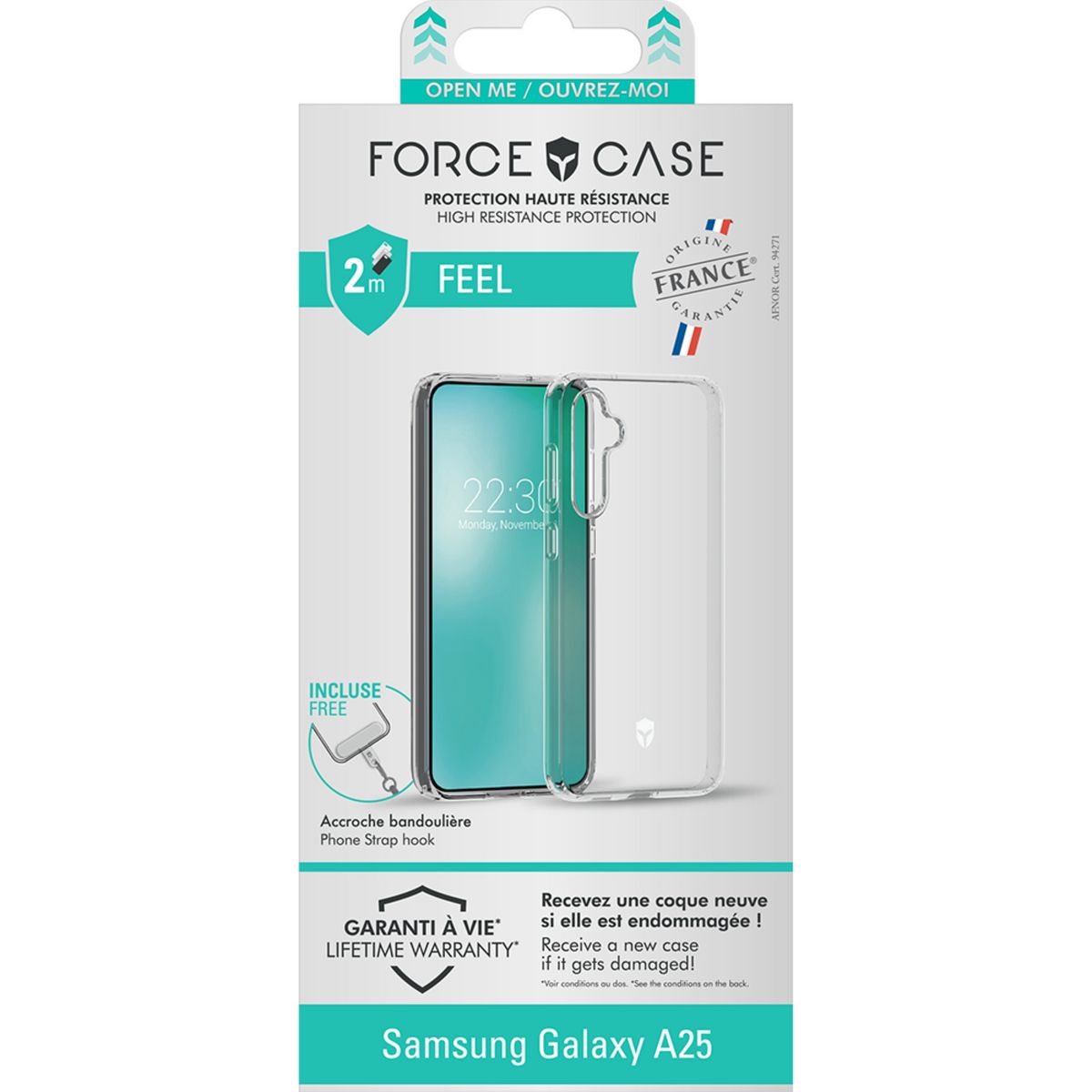 FORCE CASE Coque pour Samsung Galaxy A25 - Transparente